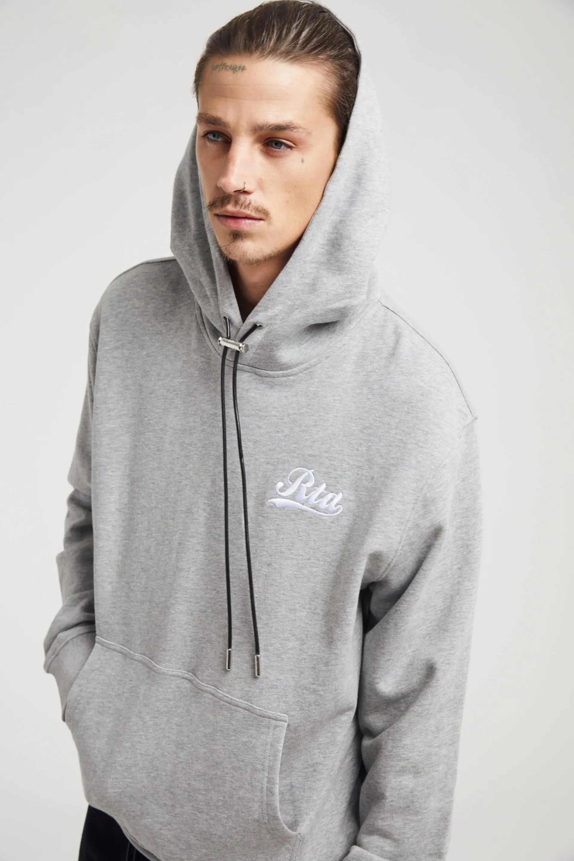 DION HOODIE | HEATHER GREY COLLEGIATE SCRIPT