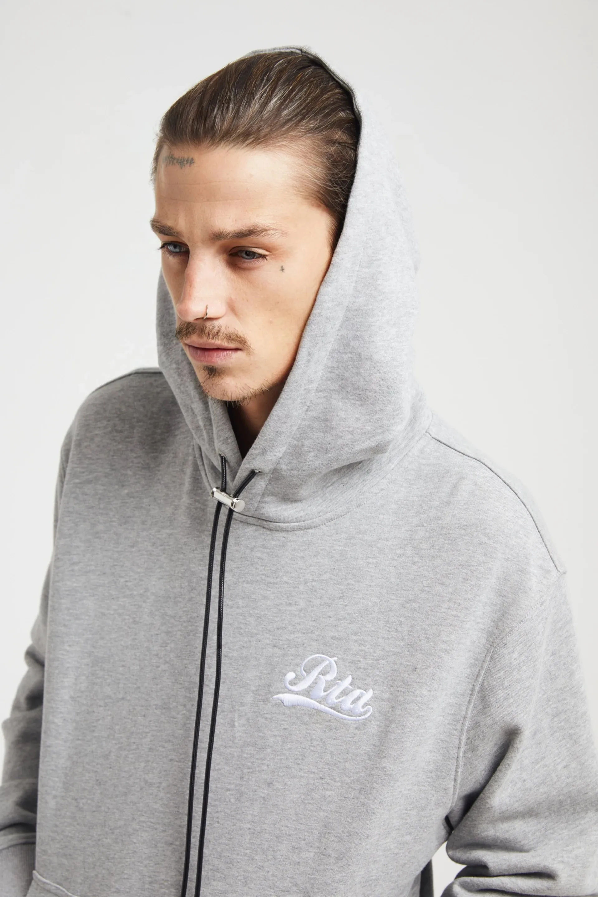 DION HOODIE | HEATHER GREY COLLEGIATE SCRIPT