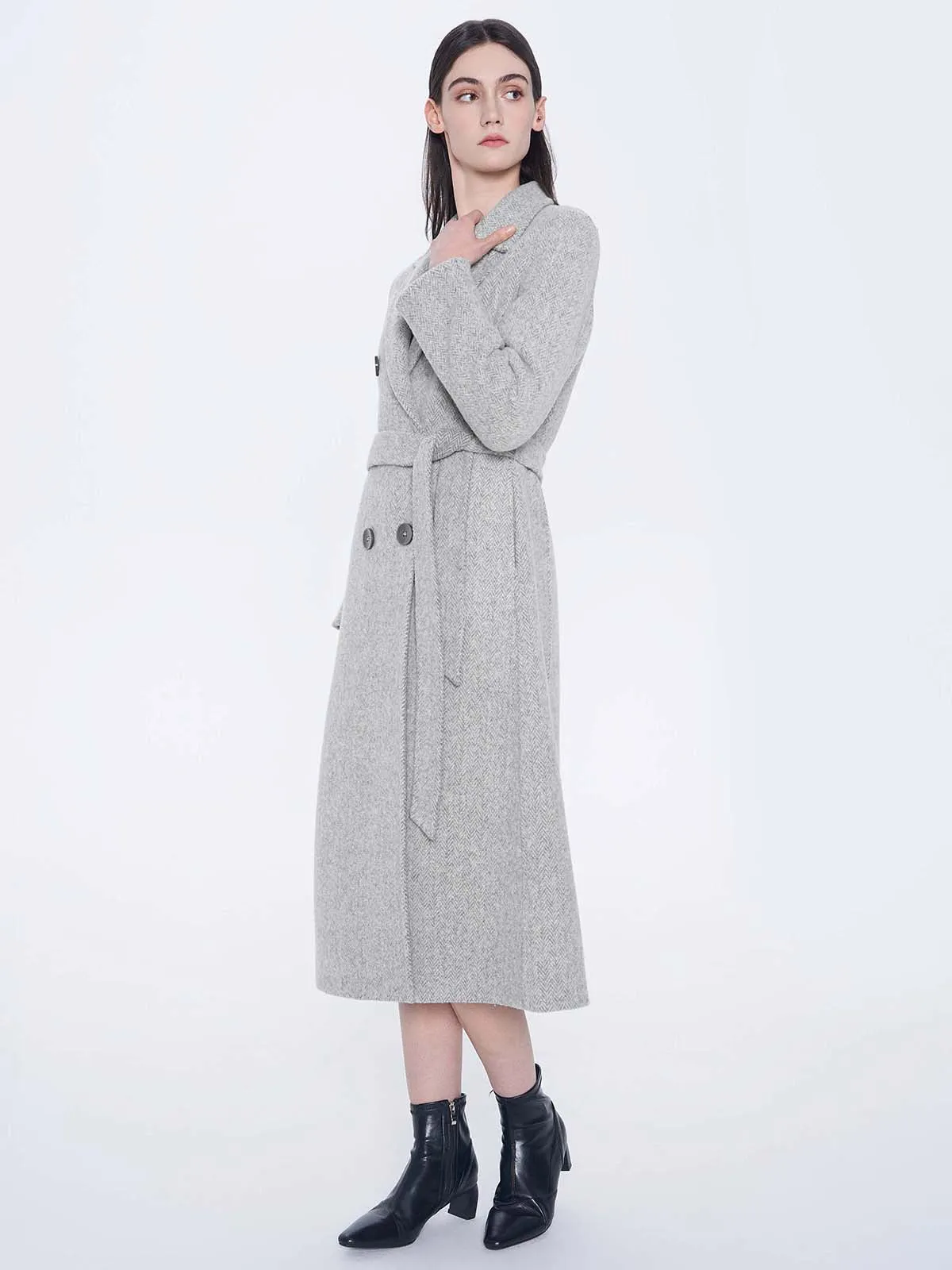 Double-Breasted Belted  Wool Coat