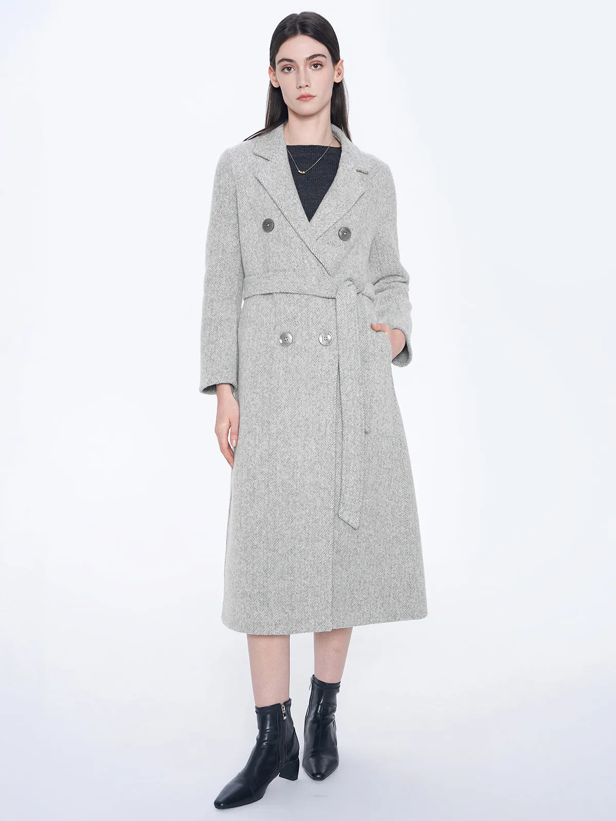 Double-Breasted Belted  Wool Coat