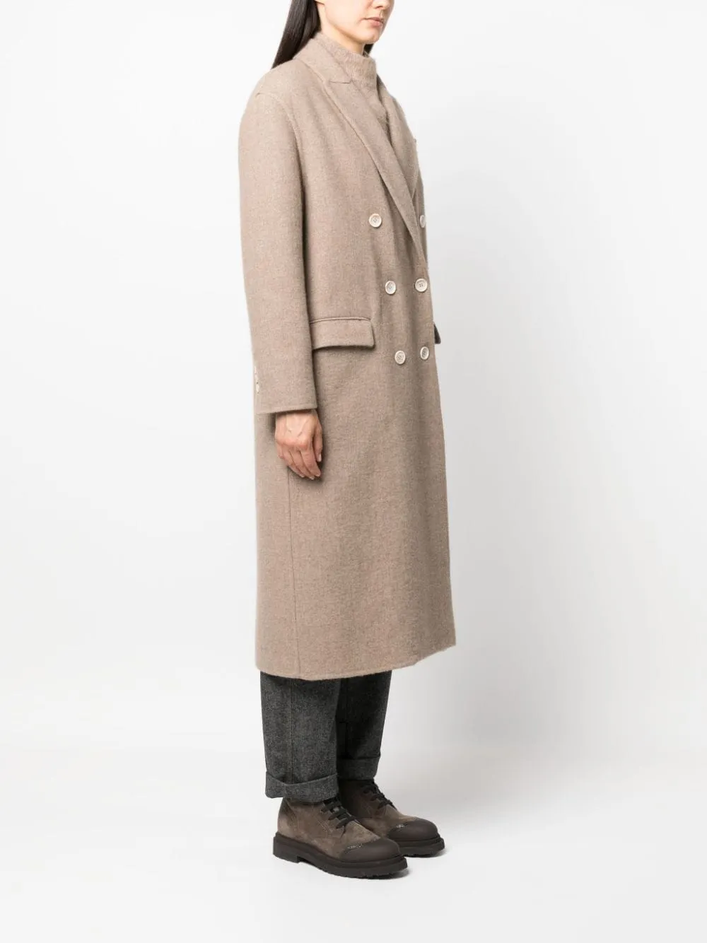 Double-breasted cashmere coat