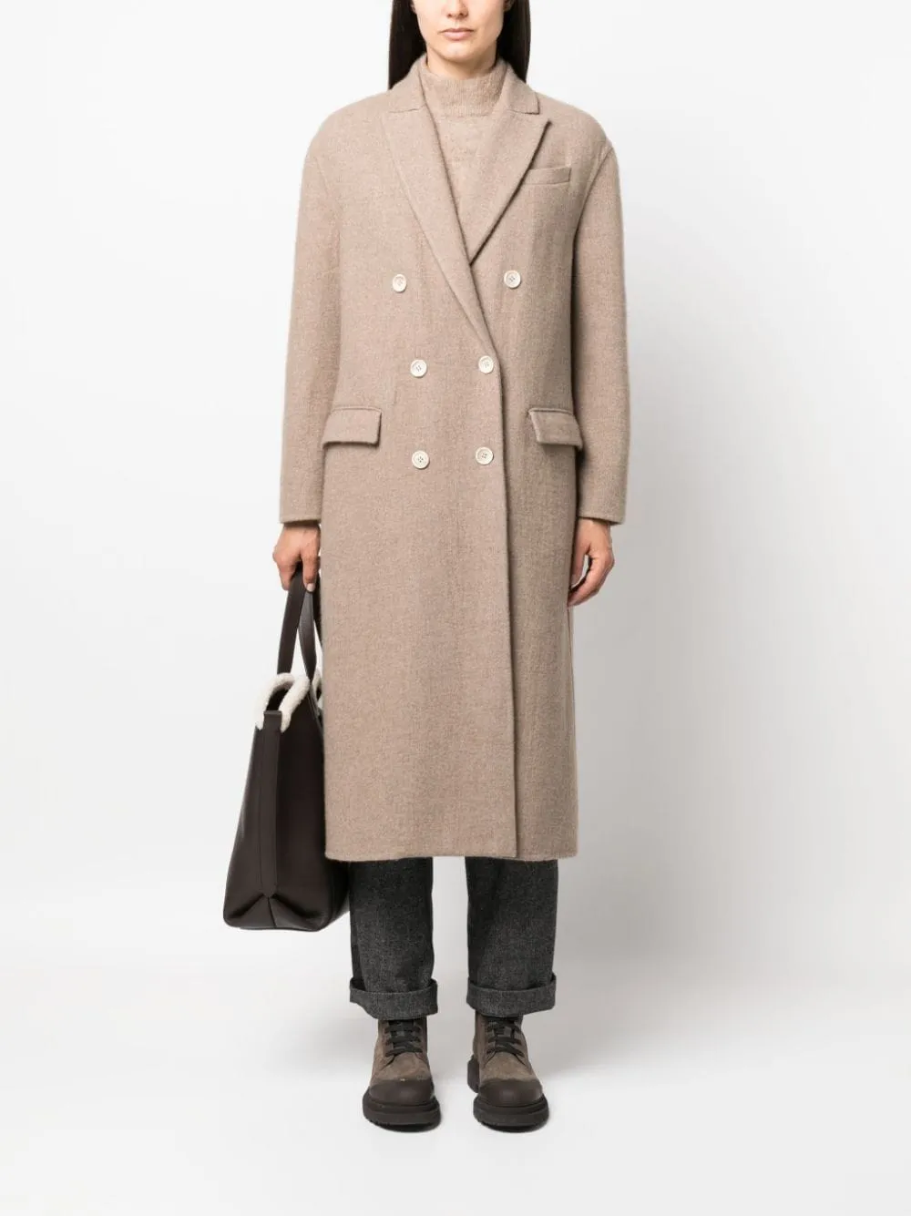 Double-breasted cashmere coat