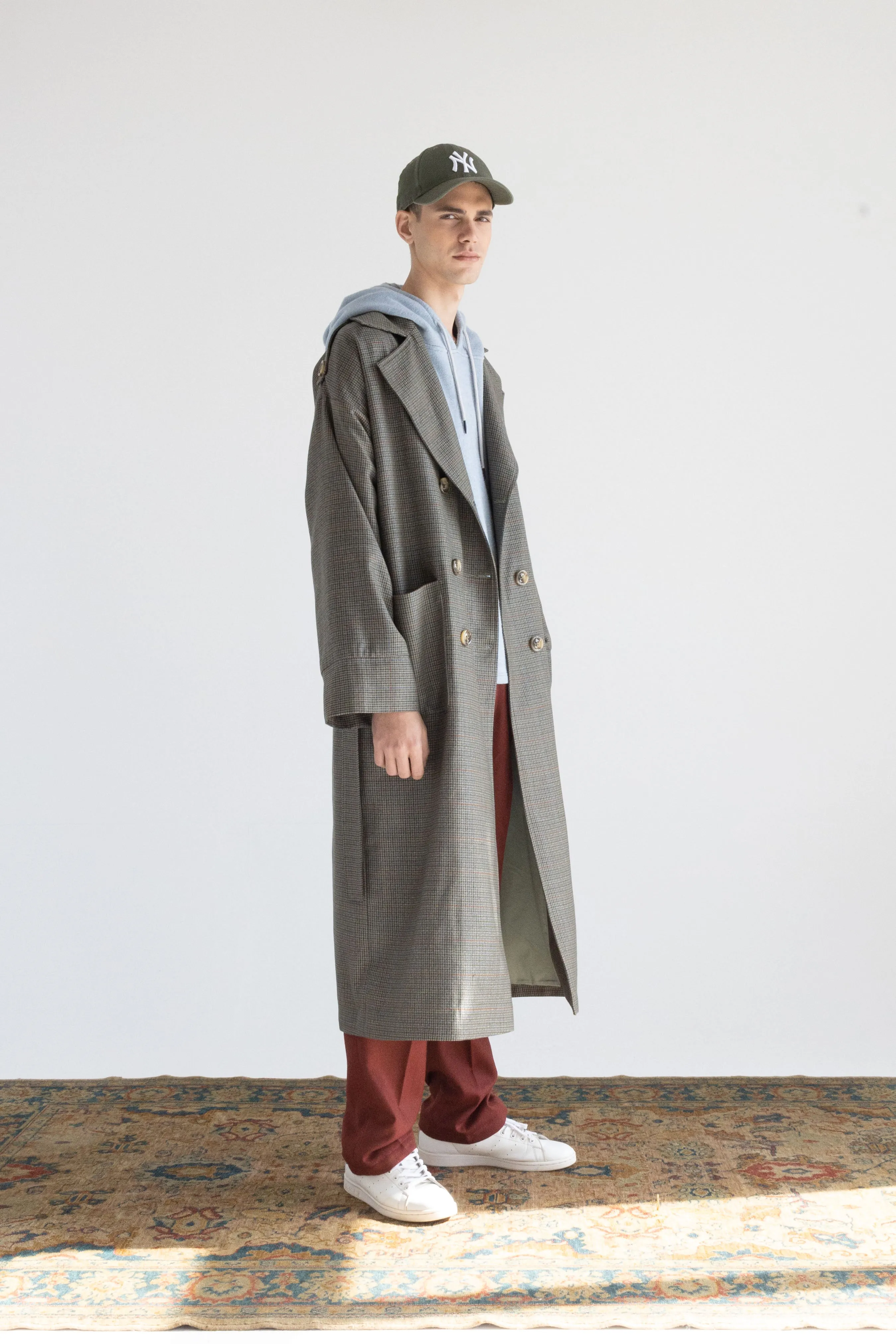 DOUBLE-BREASTED CASHMERE MERINO WOOL TRENCH COAT