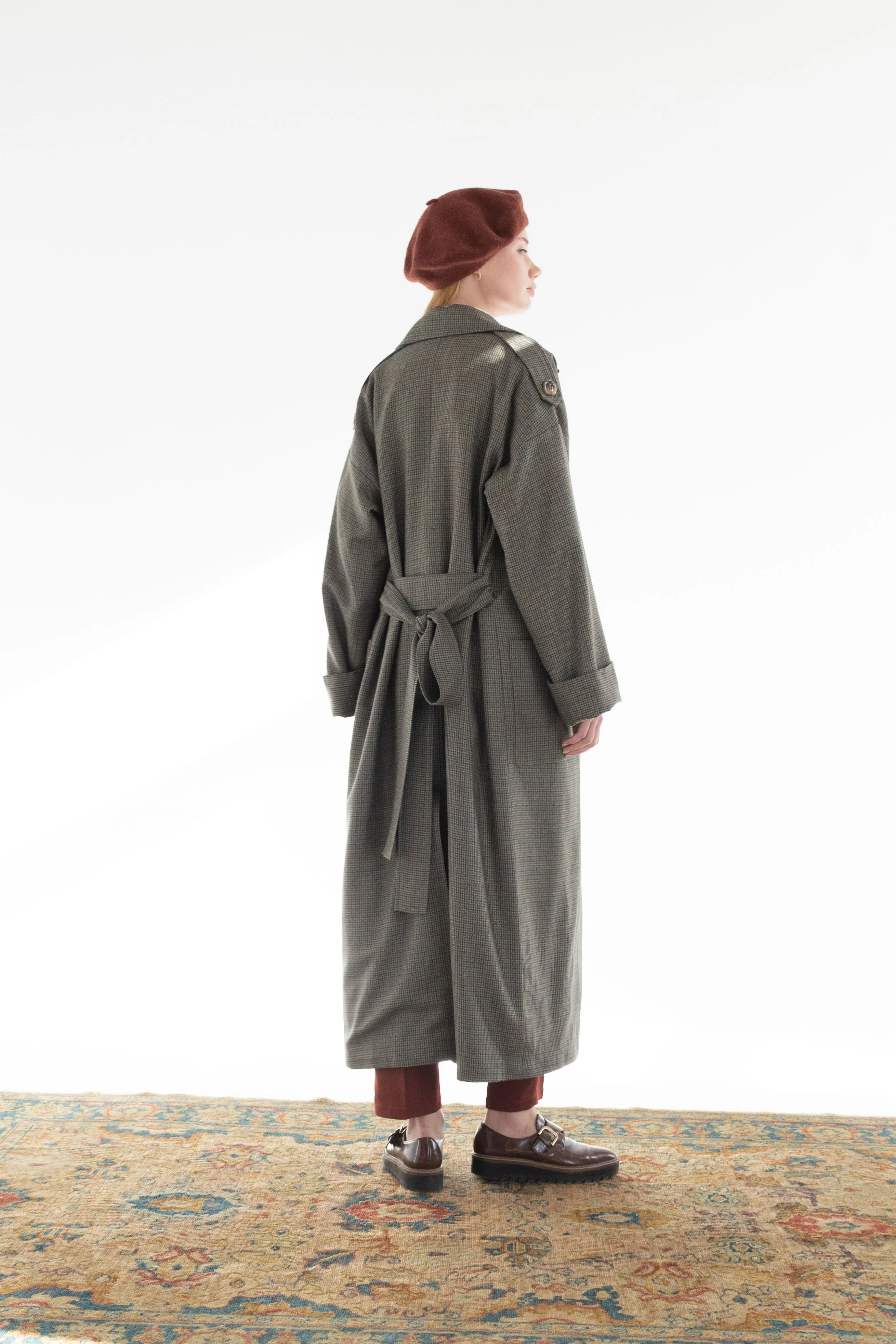 DOUBLE-BREASTED CASHMERE MERINO WOOL TRENCH COAT