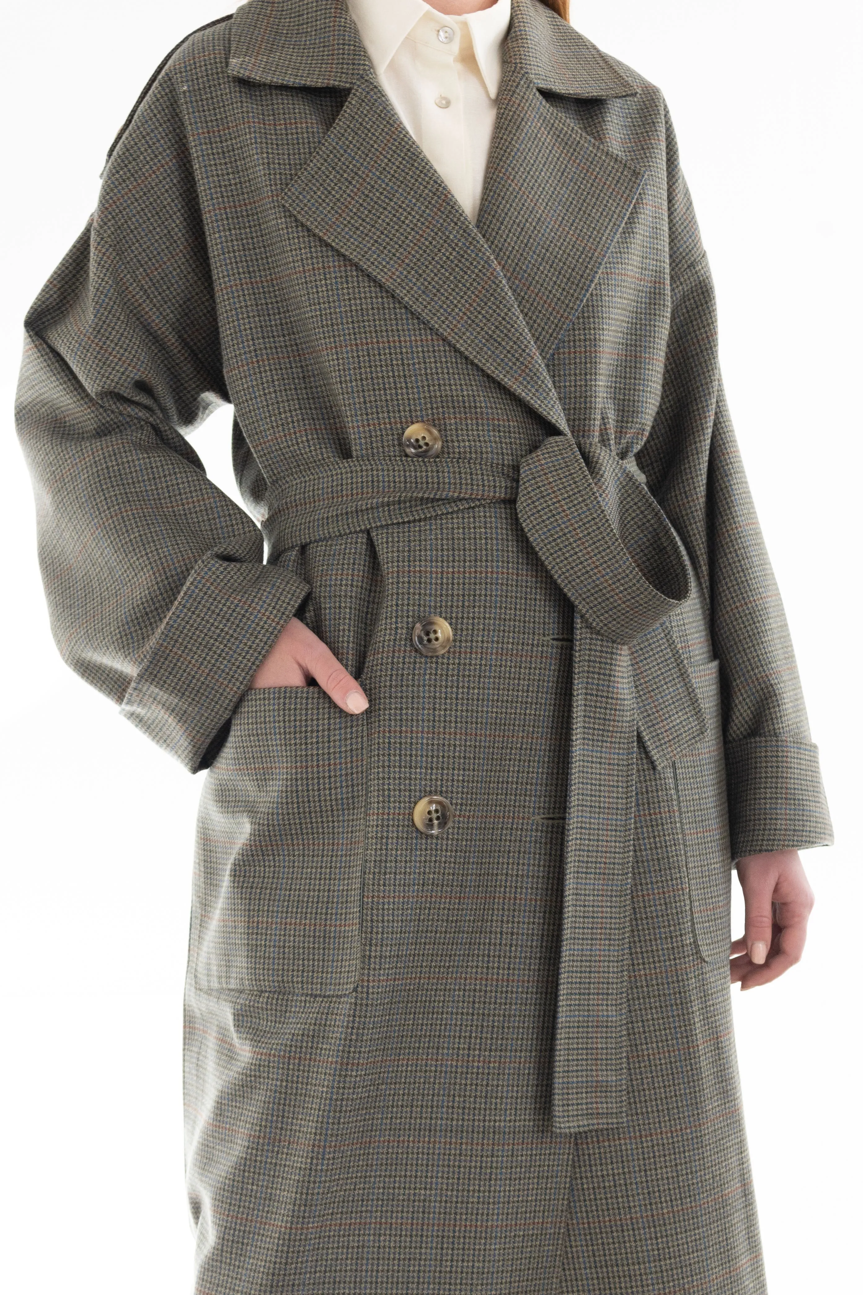 DOUBLE-BREASTED CASHMERE MERINO WOOL TRENCH COAT