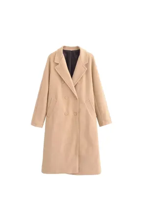 'Eliza' Camel Double-Breasted Cashmere Overcoat