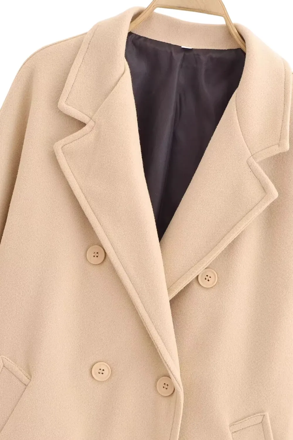 'Eliza' Camel Double-Breasted Cashmere Overcoat