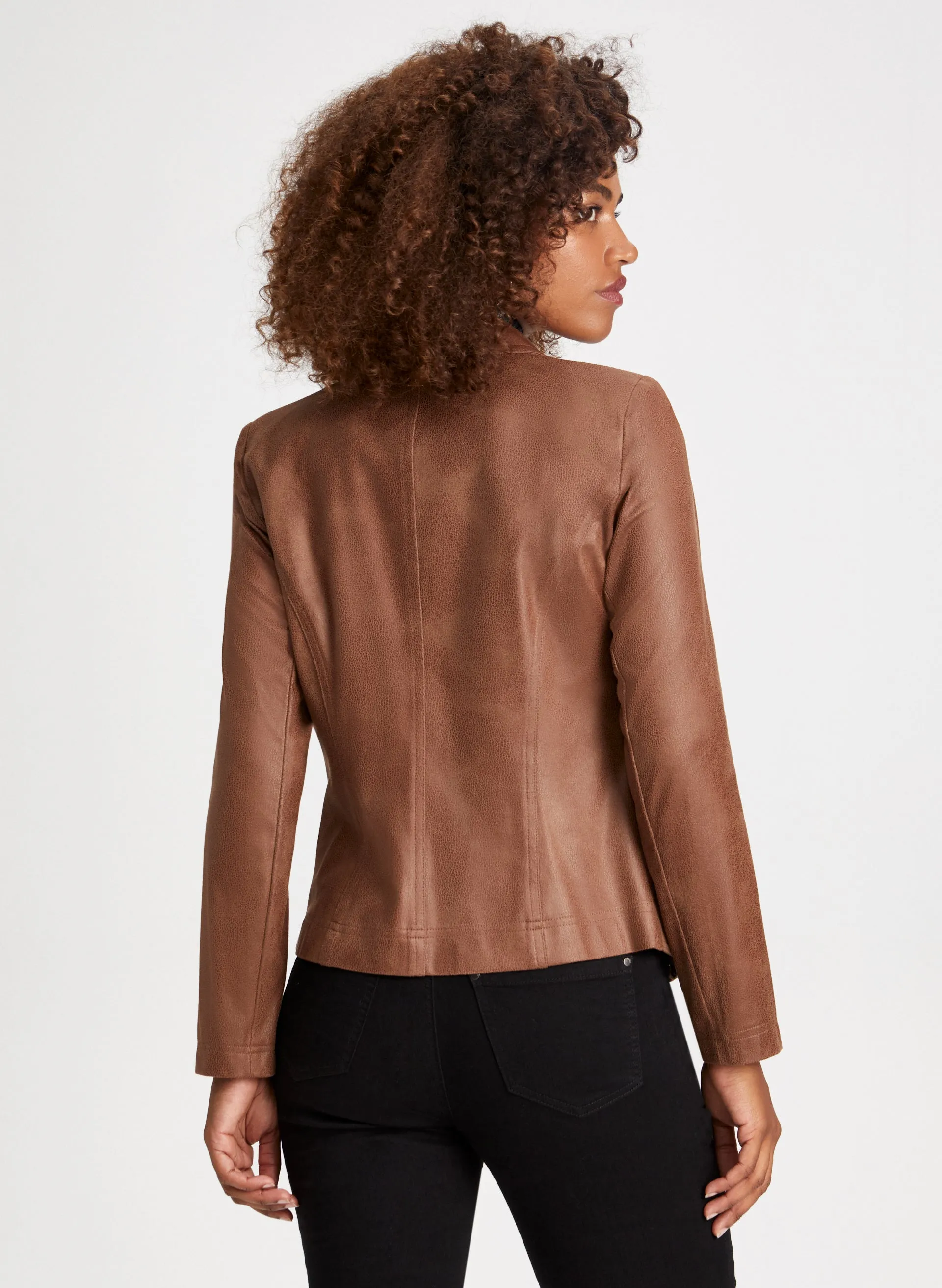 Eyelet Detail Faux Suede Jacket