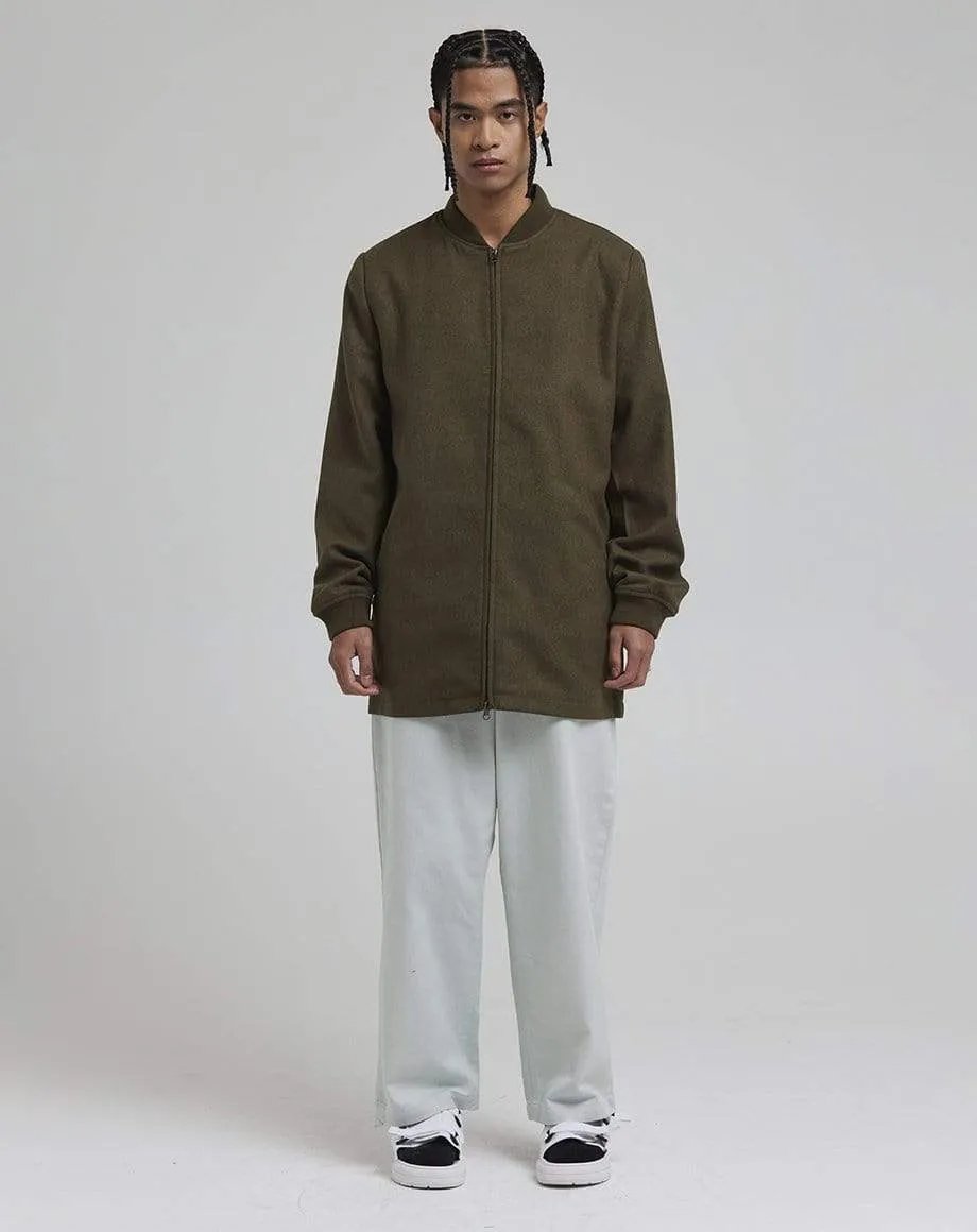 FERON MEN'S LONGLINE WOOL BLEND BOMBER | KHAKI