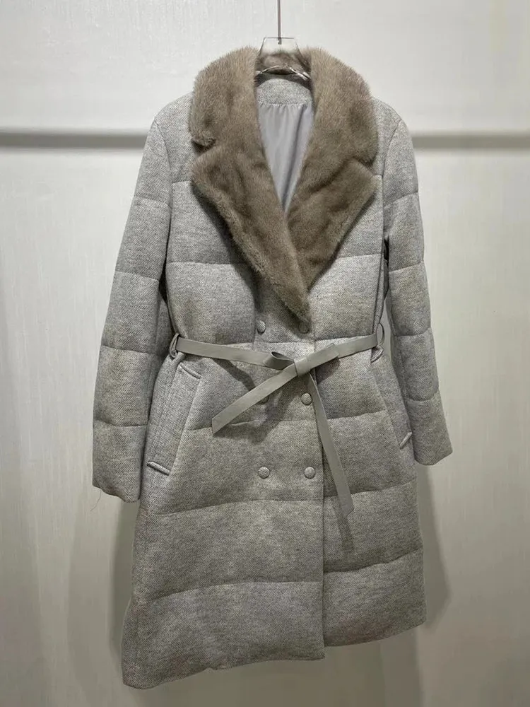 Fur Collar Cashmere Puffer Jackets