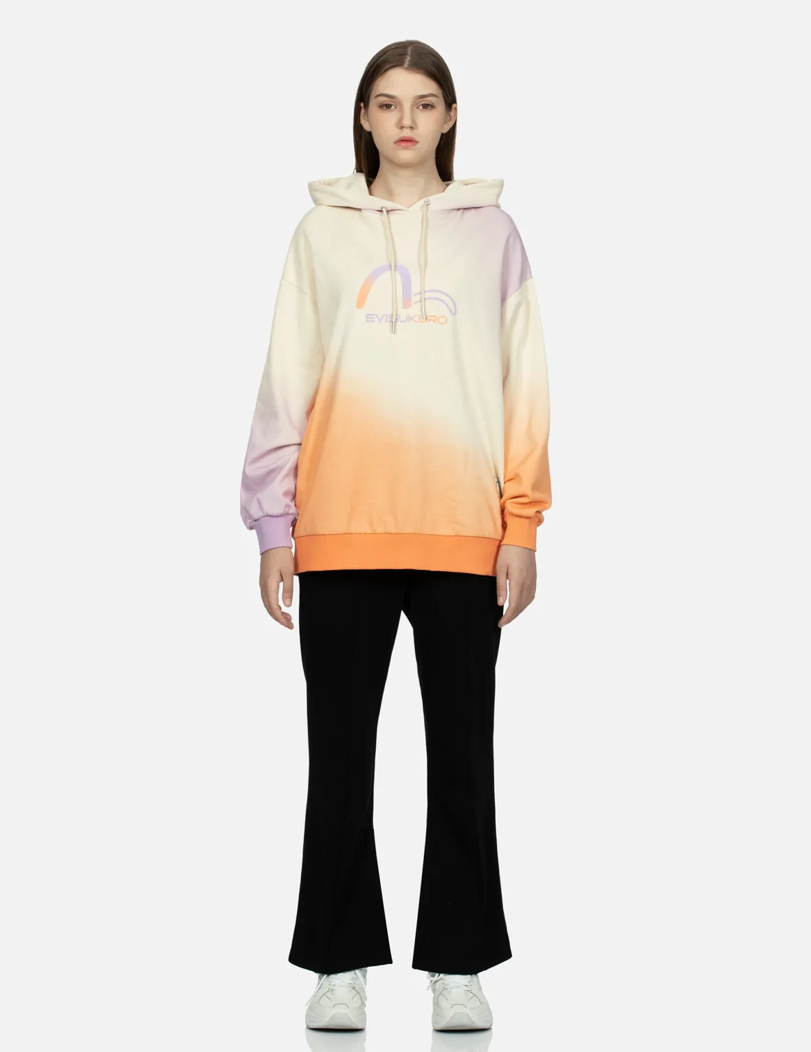 Gradient Flocking Printed Seagull Oversized Hoodie