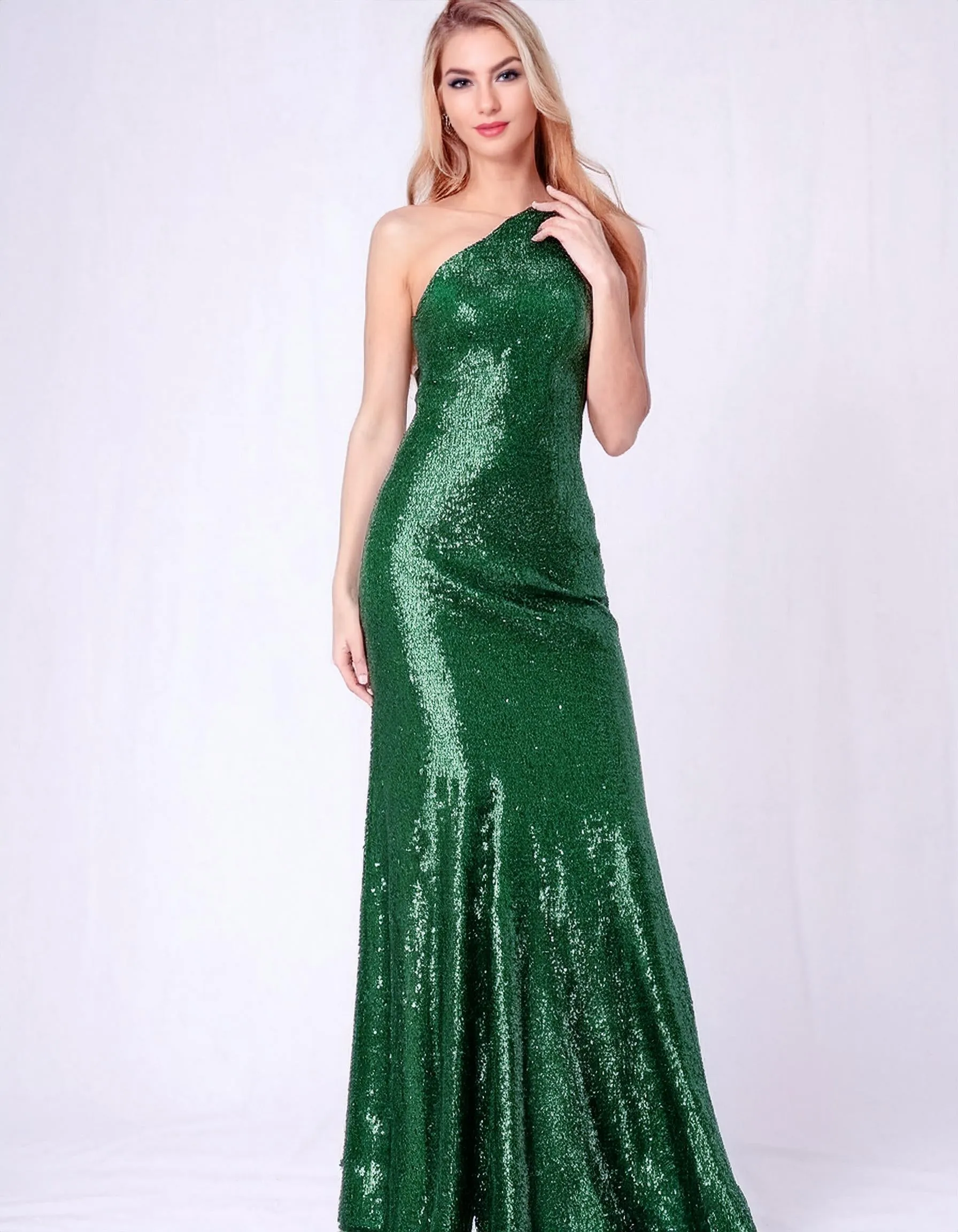 Green Velvet Luxe Evening Gown