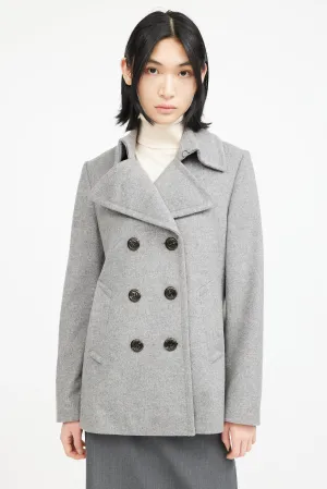 Grey Wool Double Breasted Pea Coat