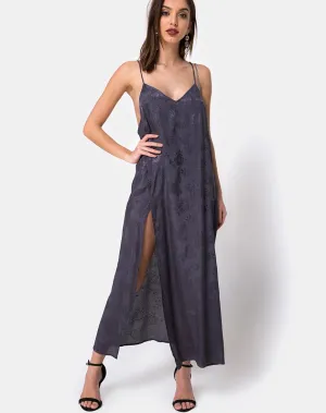 Hime Maxi Dress in Satin Grey Rose