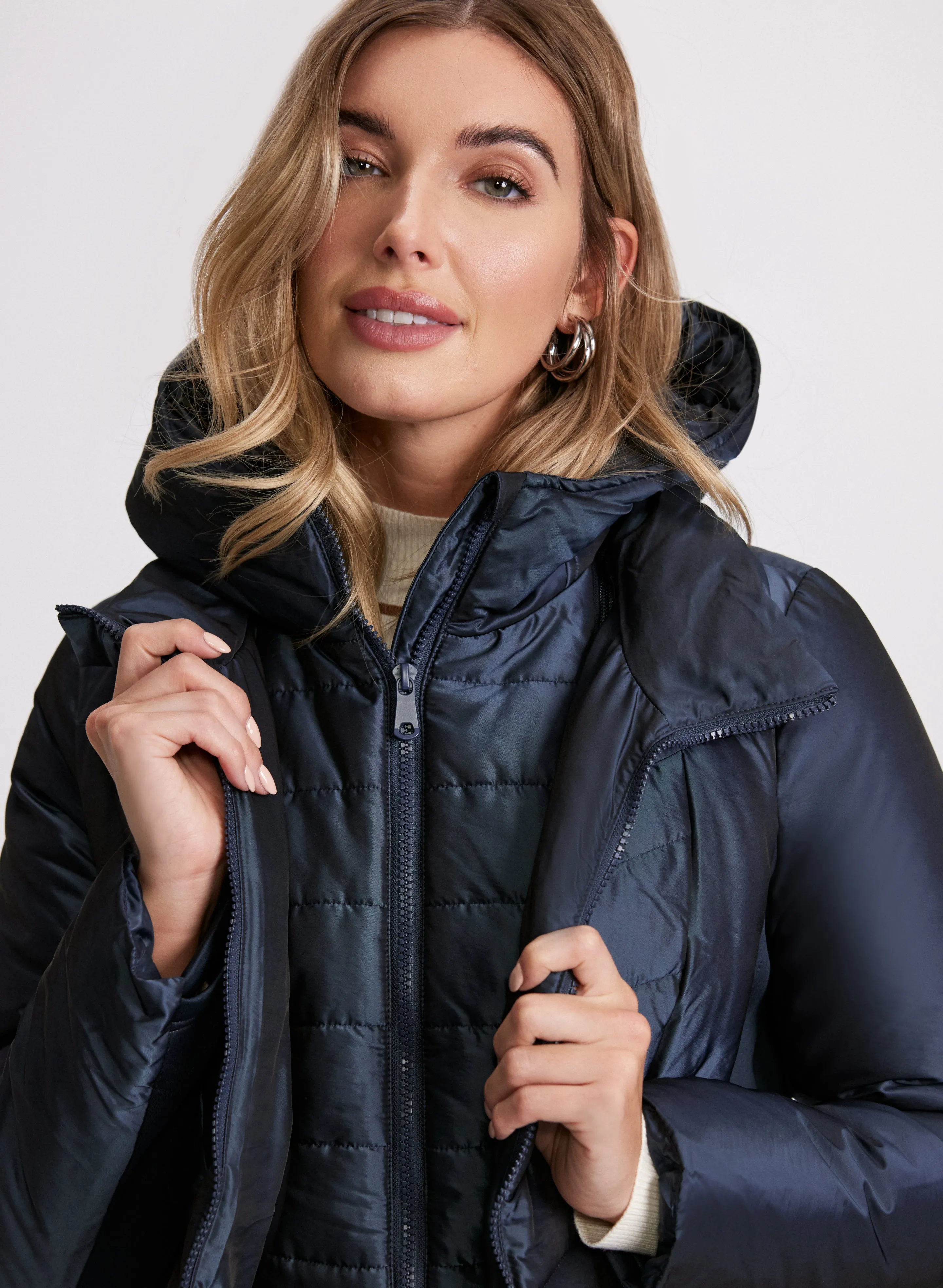 Hooded Iridescent Puffer Coat