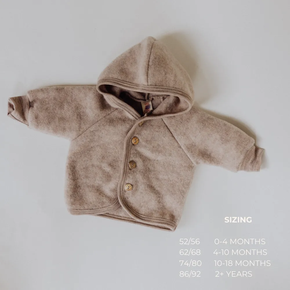 Hooded jacket - 100% Virgin wool - Oversized fit - Sand melange