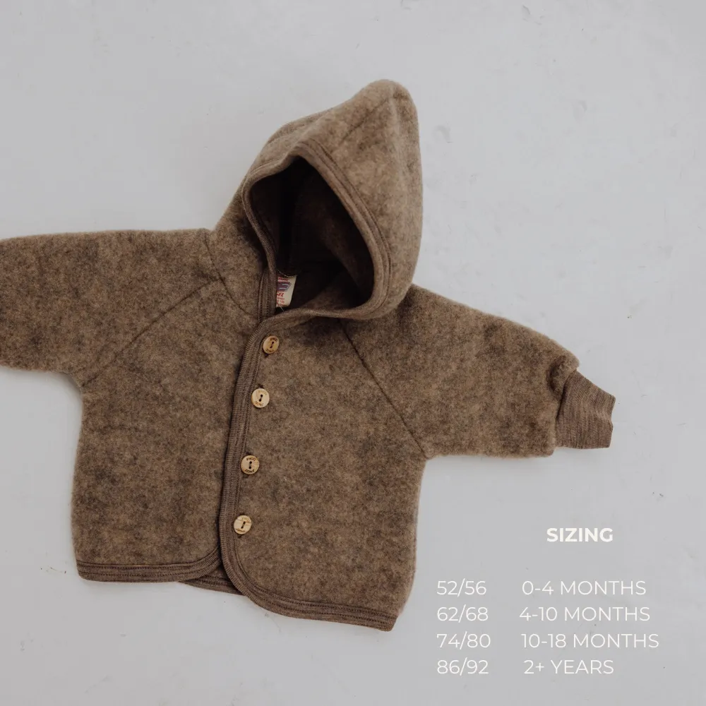 Hooded jacket - 100% Virgin wool - Oversized fit - Walnut