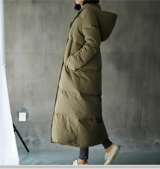 Hooded long Puffer Coat Women DownWinter Jacket Long Women Down Coat 21108