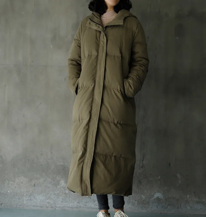 Hooded long Puffer Coat Women DownWinter Jacket Long Women Down Coat 21108