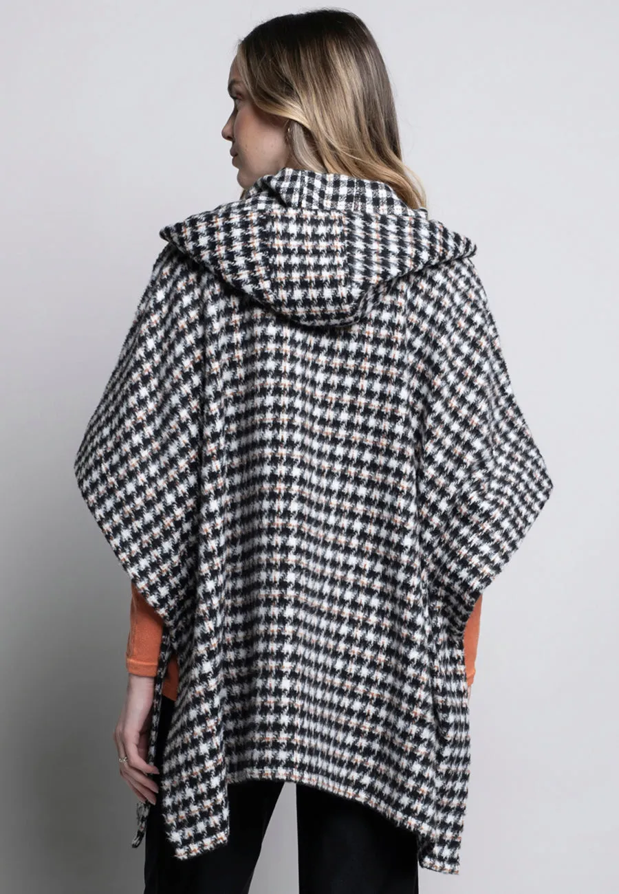 Houndstooth Hooded Cape