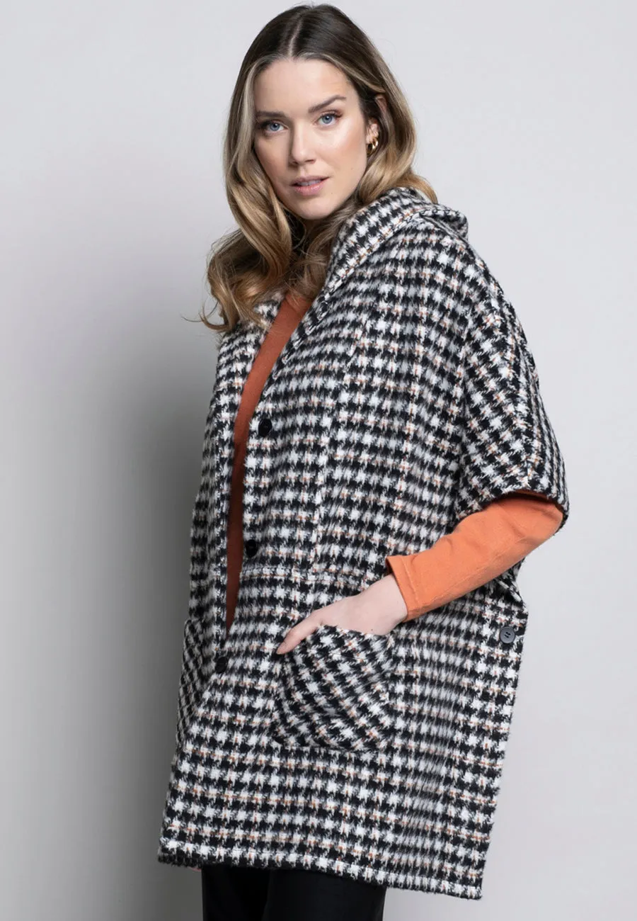 Houndstooth Hooded Cape