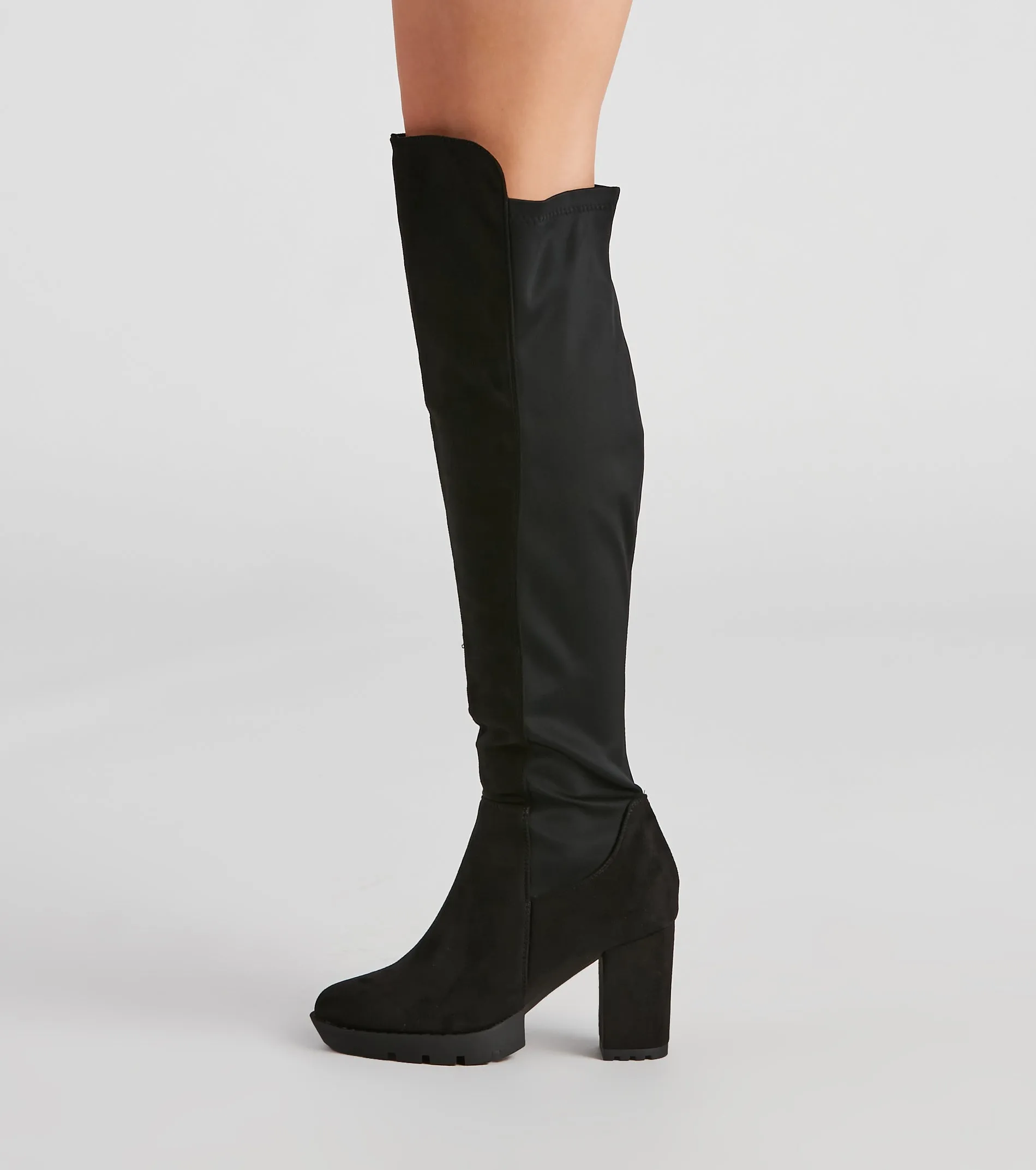 In Control Over The Knee Lug Boots