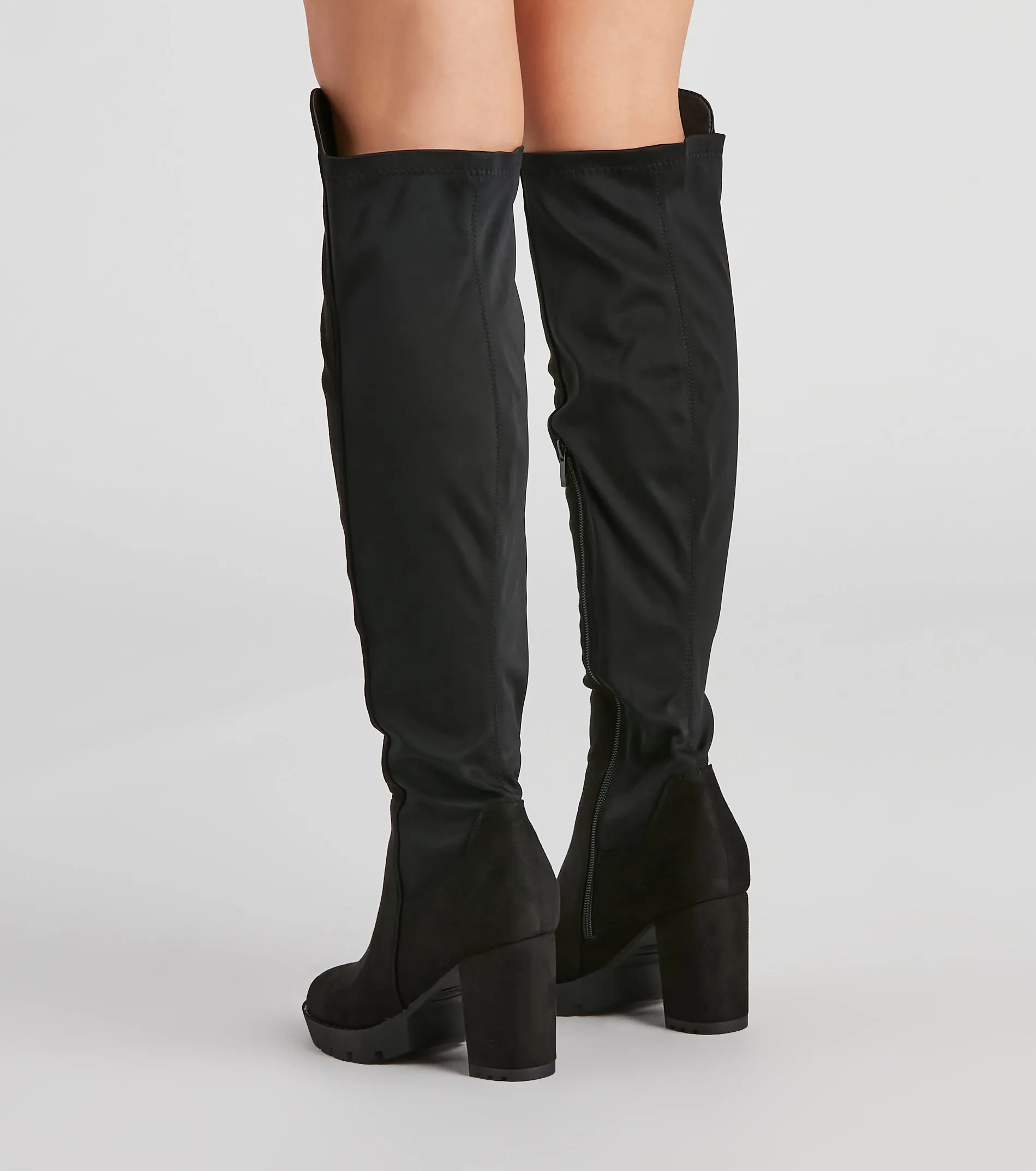 In Control Over The Knee Lug Boots