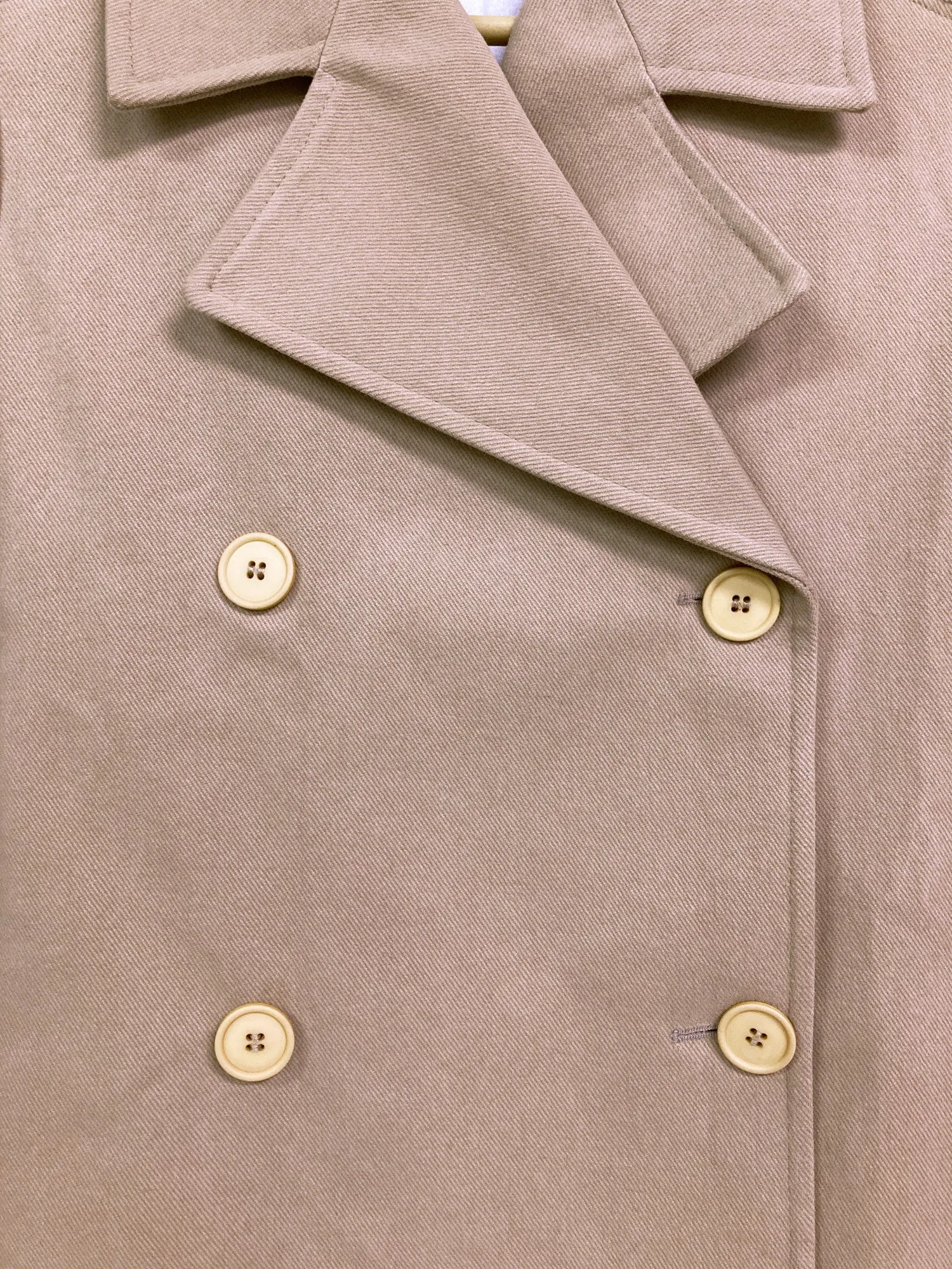 Jean Colonna beige heavy cotton twill short belted pea coat - size 38