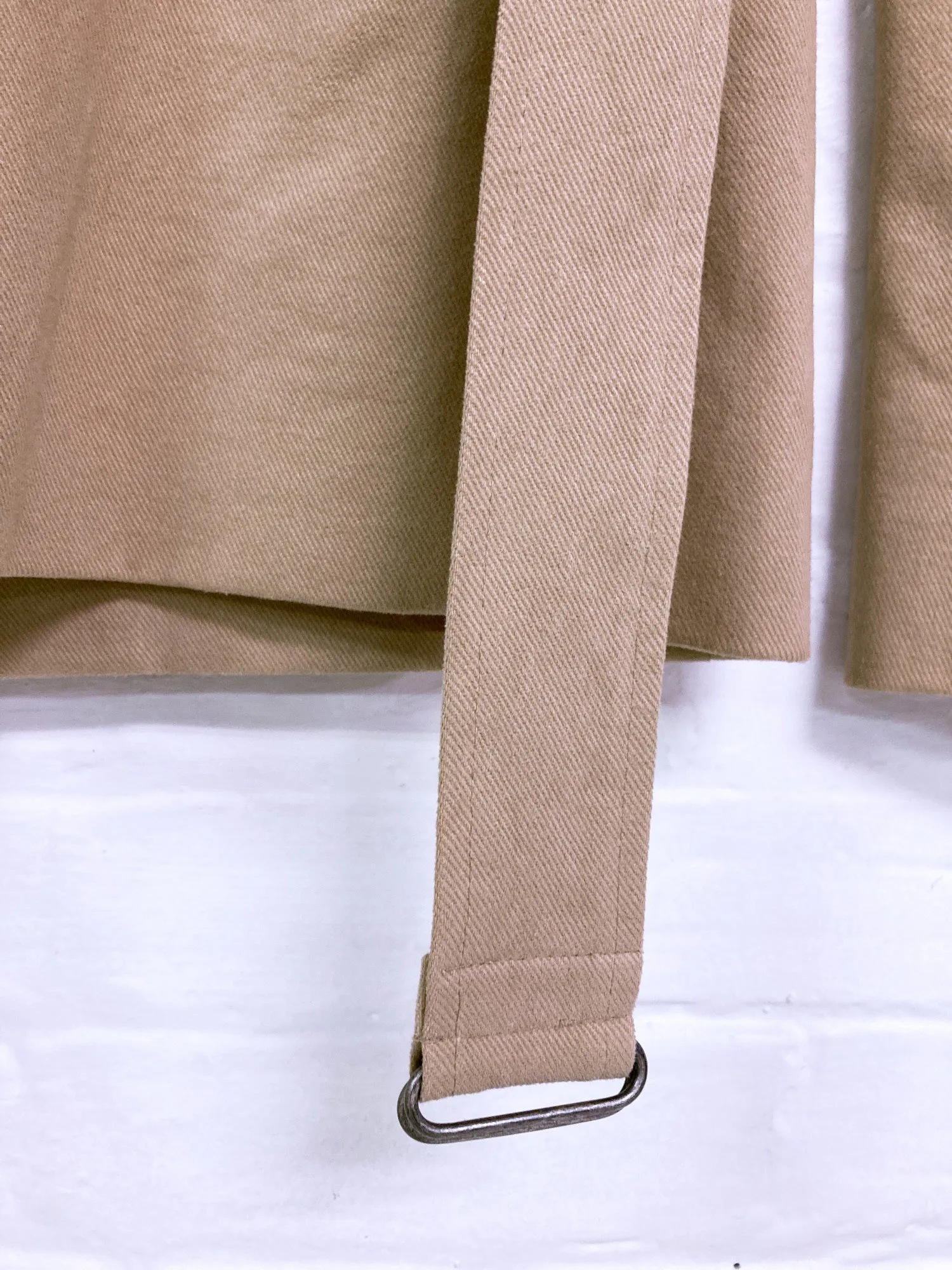 Jean Colonna beige heavy cotton twill short belted pea coat - size 38