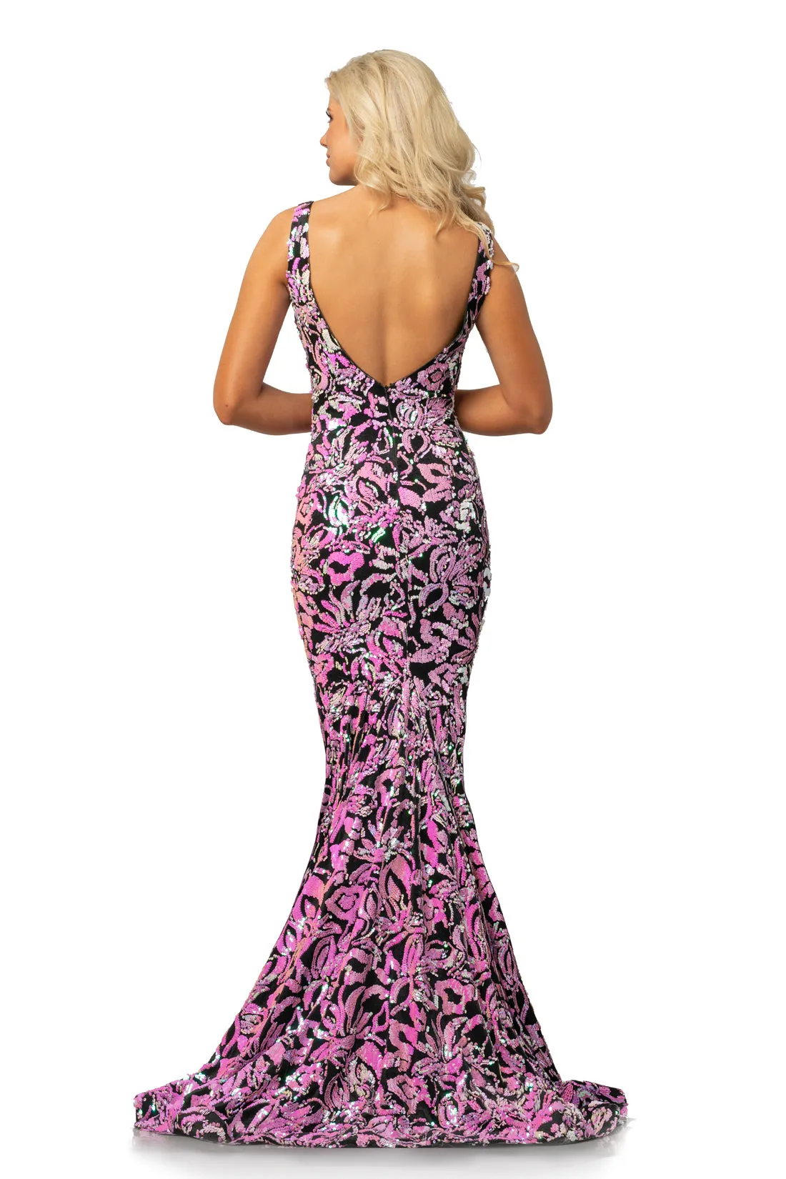 Johnathan Kayne 2106 Size 4, 8 Pink Velvet Iridescent Sequin Mermaid Prom Dress Pageant Gown