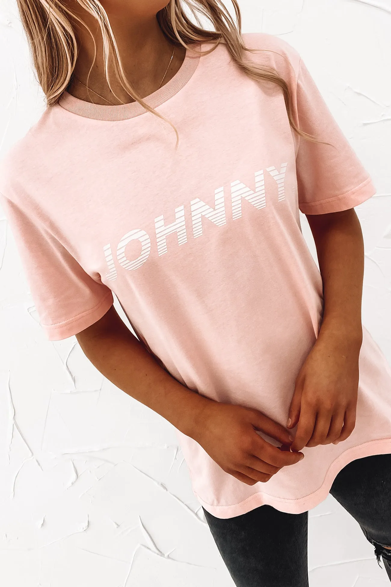 Johnny Rush Tee Pink White