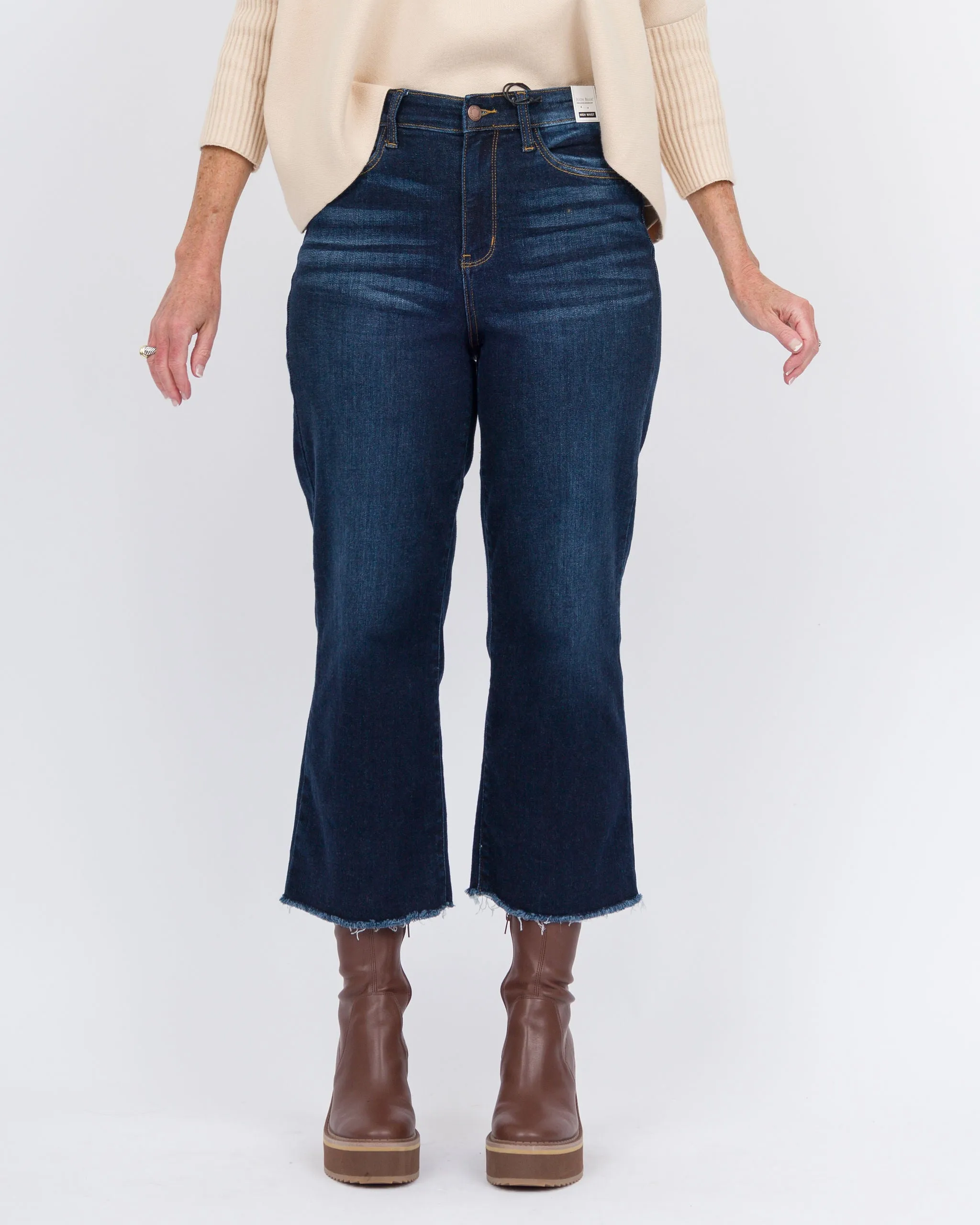 Judy Blue High Waist Crop Wide Leg Dark Wash Jeans