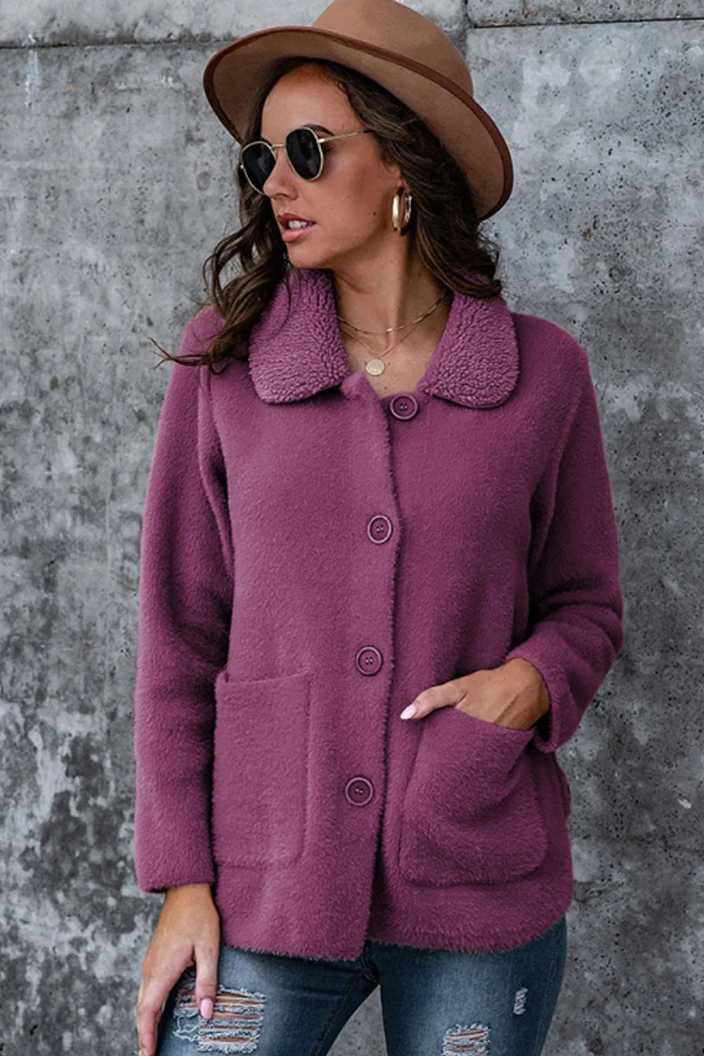 Lapel Solid Color Buttons Thicken Coat