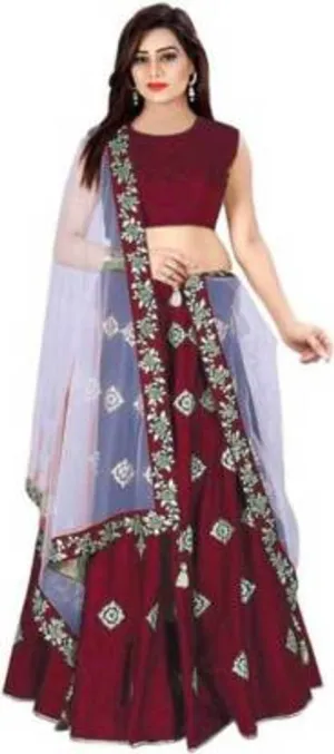 Latest Attractive Silk Embroidered Semi Stitched Lehenga Choli