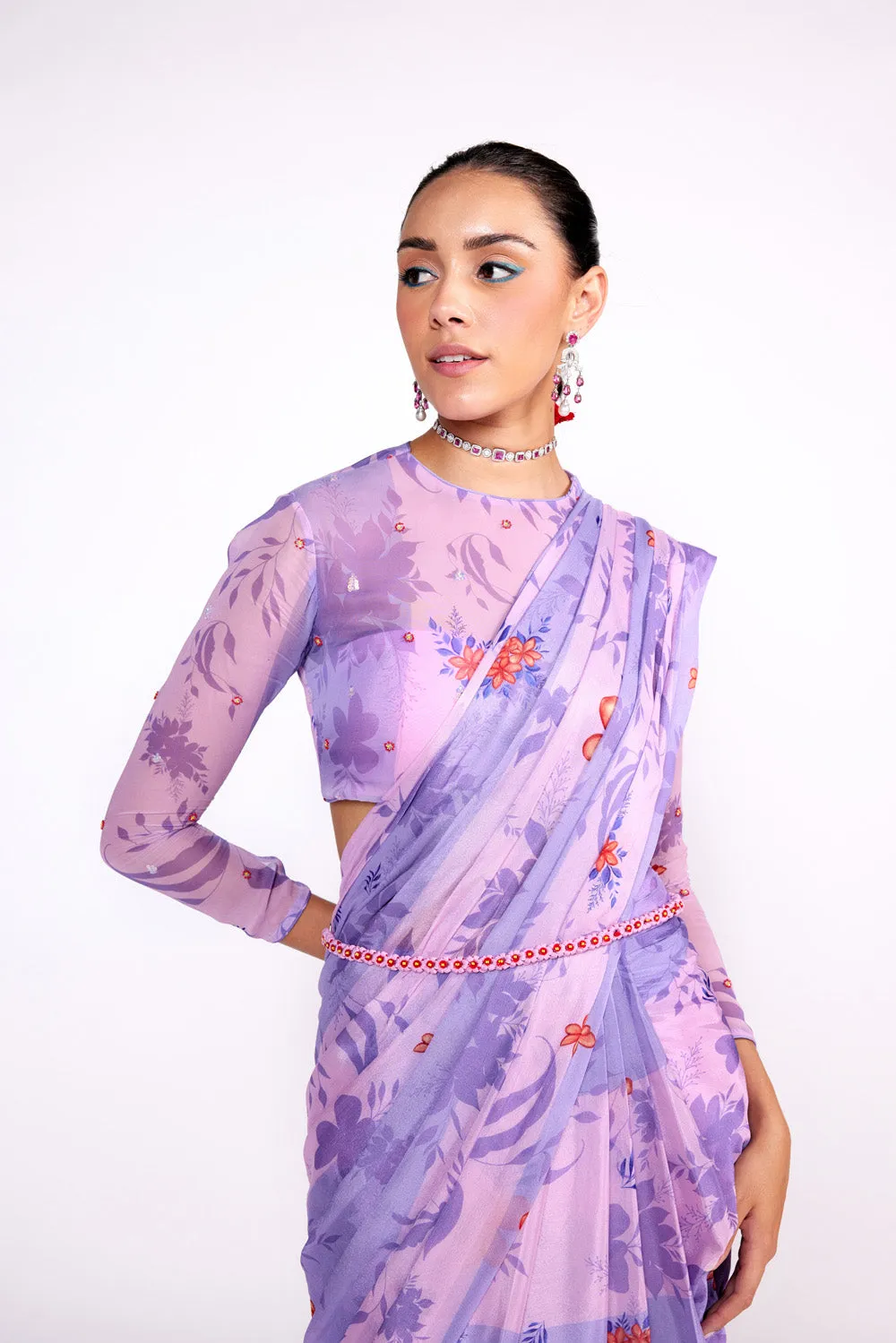 Lilac Drape Saree