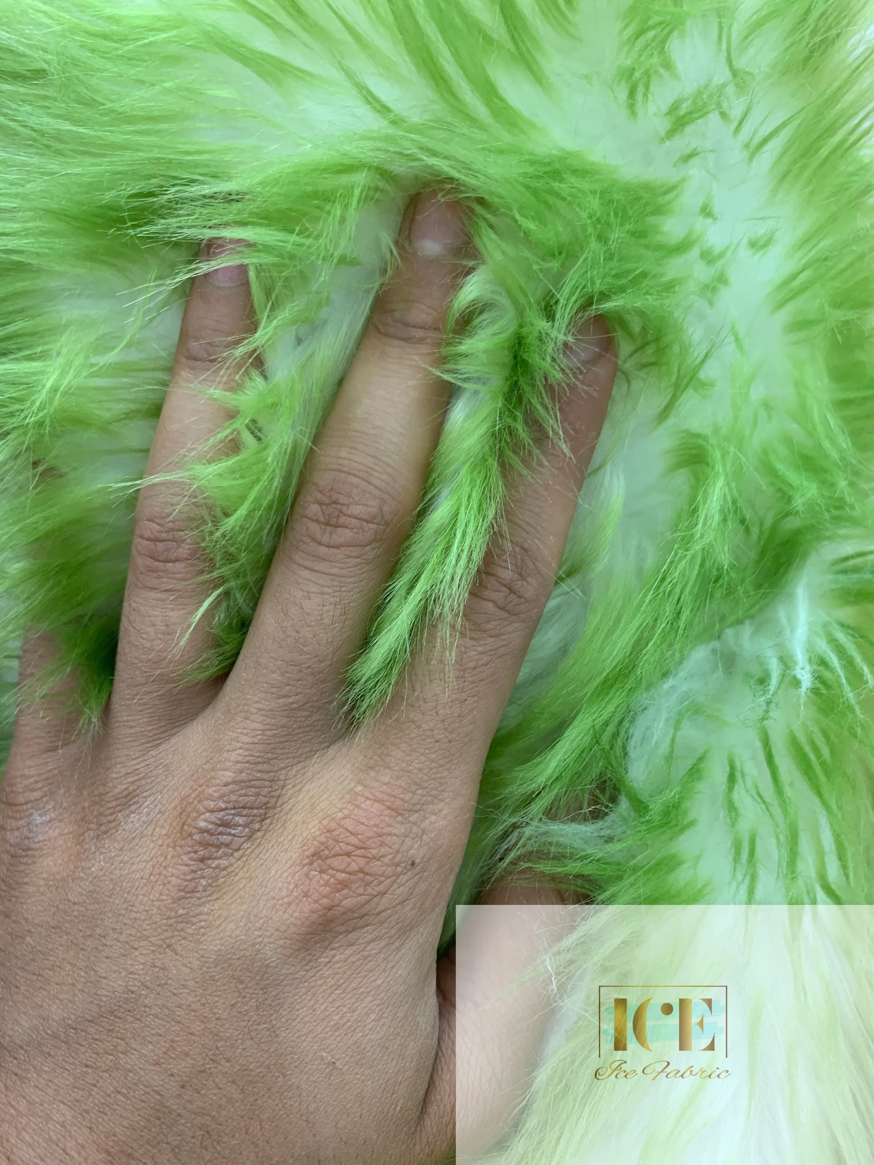 Lime Canadian Fox Fake Animal Faux Fur Fabric