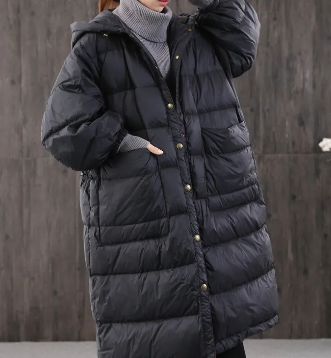 loose Style Women Coat, Hooded A-line Winter down coat 6007