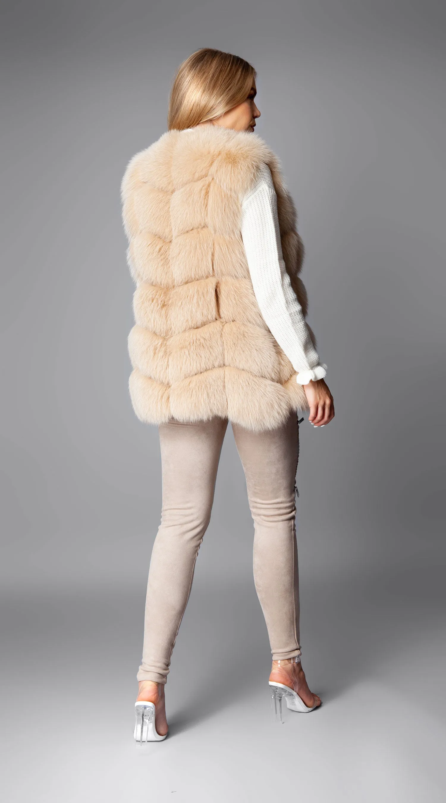 Luxy Fox Fur Gilet - Vanilla