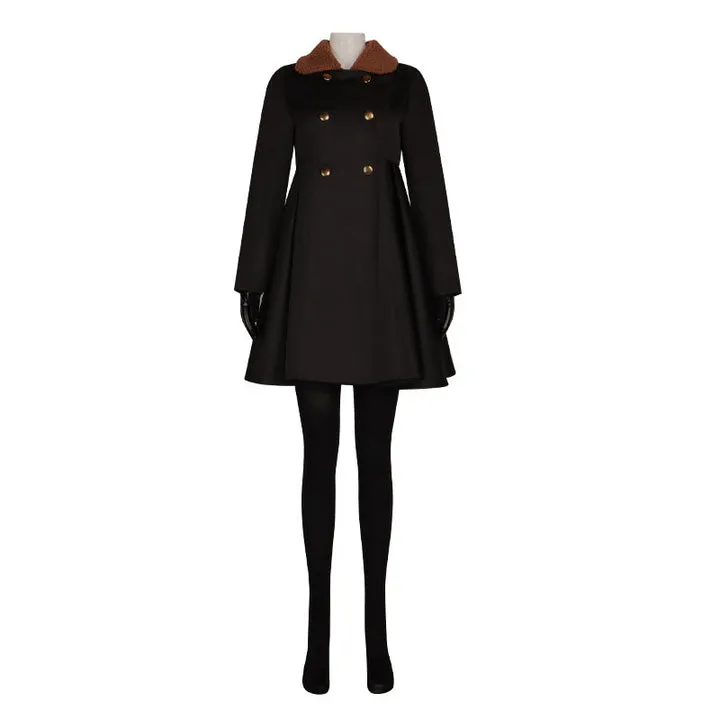 M3GAN Amie Donald Black Fur Collar Coat