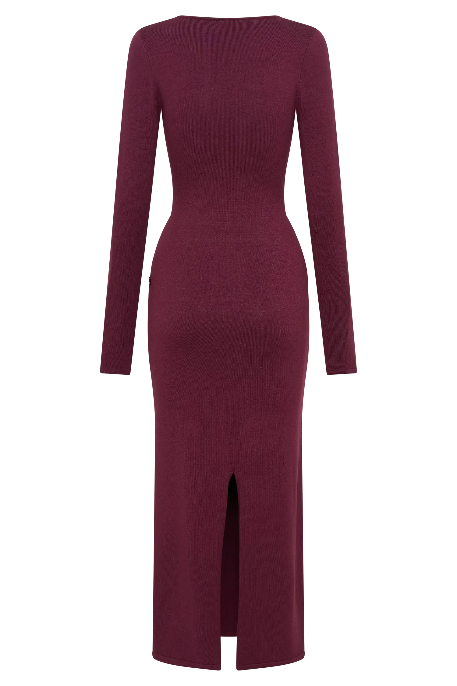 Maria Long Sleeve Buttoned Knit Maxi Dress - Plum