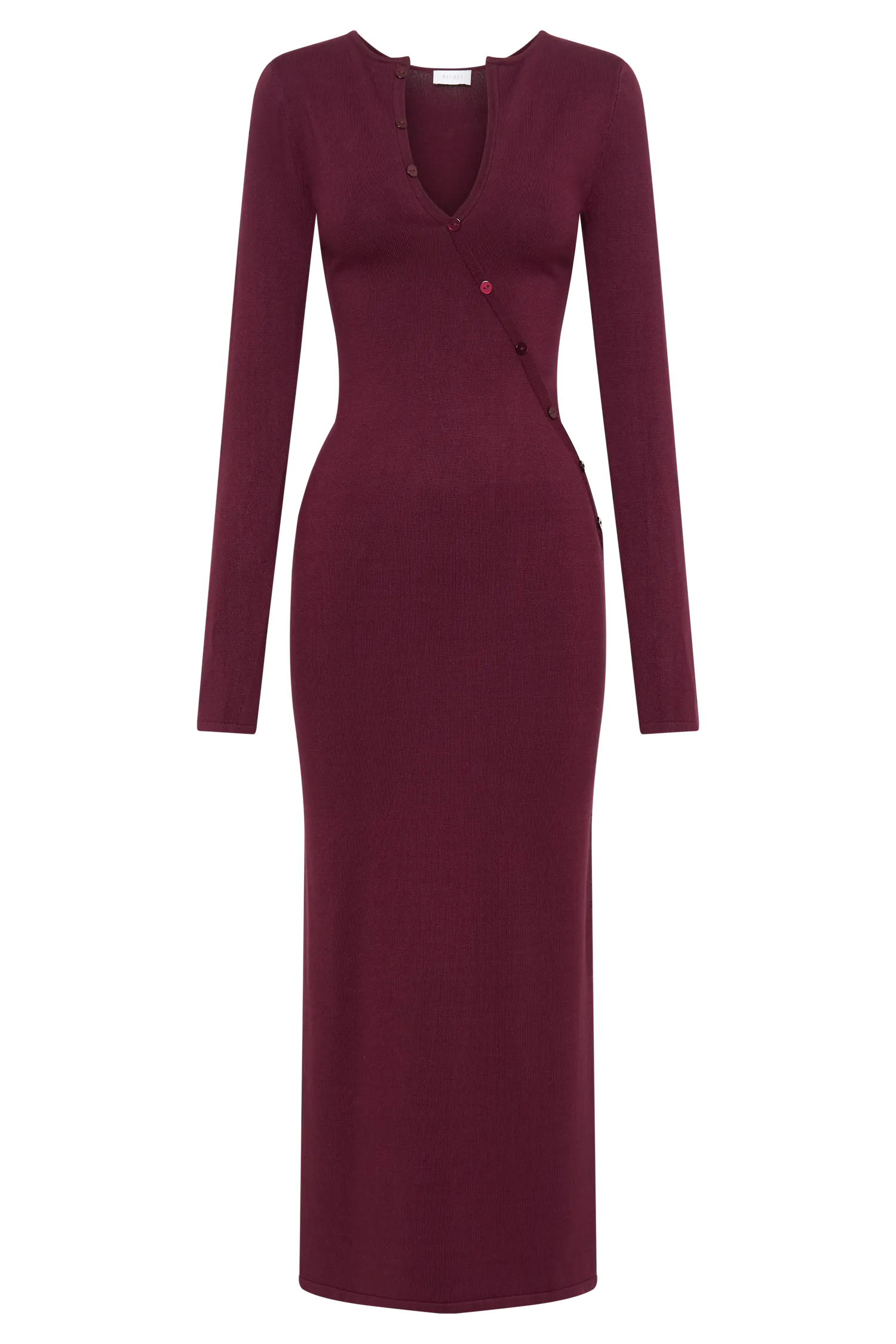 Maria Long Sleeve Buttoned Knit Maxi Dress - Plum