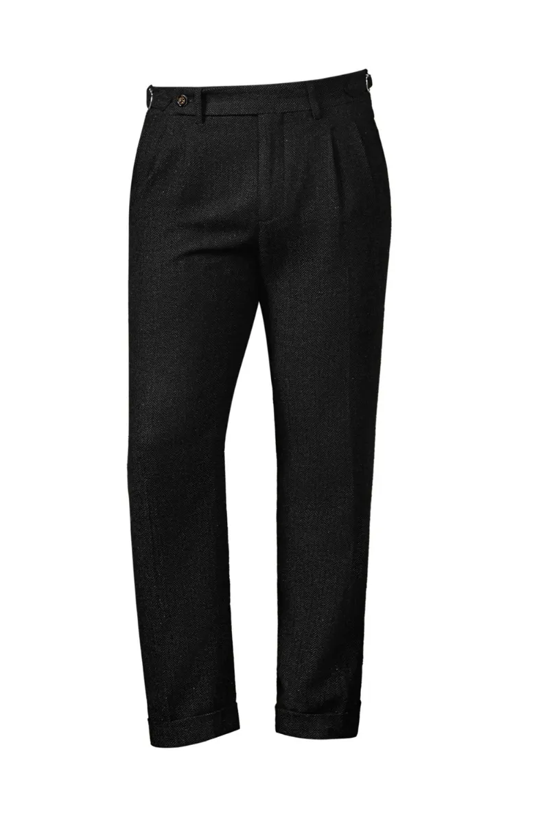 Men Stylish Capri Pants Fold-up Leg Opening Cropped Length Trousers