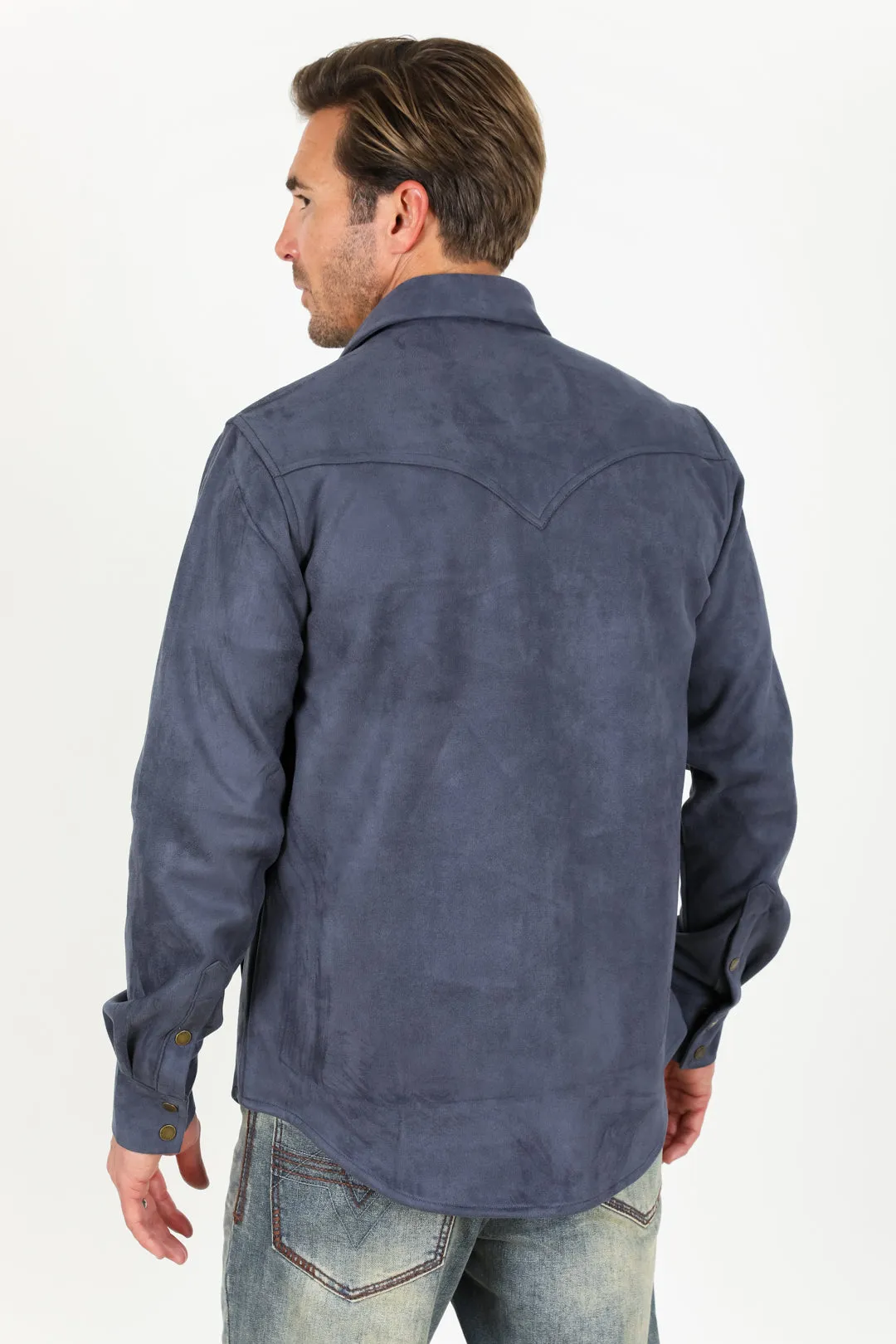 Men's Faux Suede Overshirt - Navy