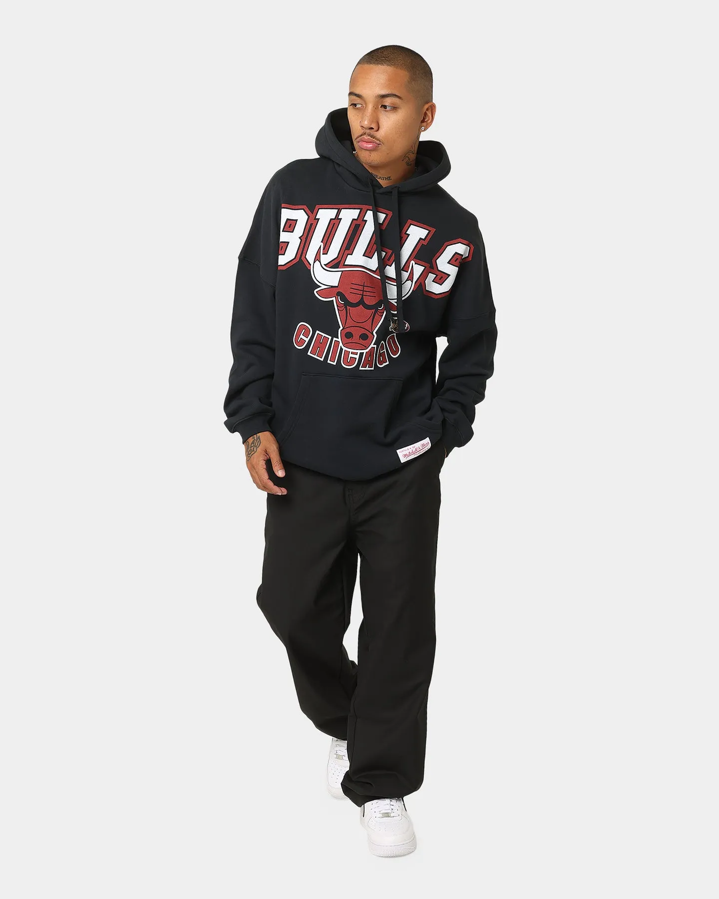 Mitchell & Ness Chicago Bulls XL Invert Arch Vintage Hoodie Faded Black