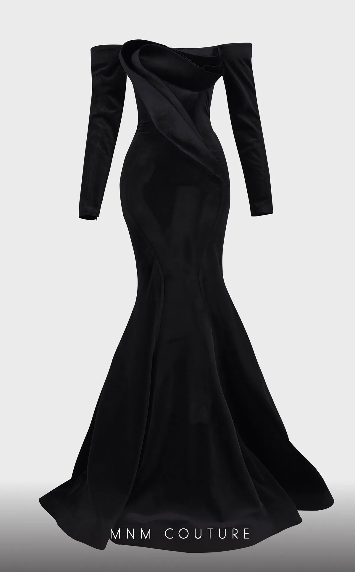 MNM Couture N0522 : Regal Beauty in a Velvet Gown with Train.