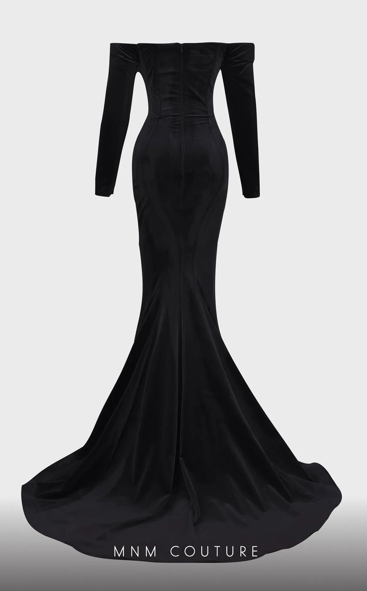 MNM Couture N0522 : Regal Beauty in a Velvet Gown with Train.