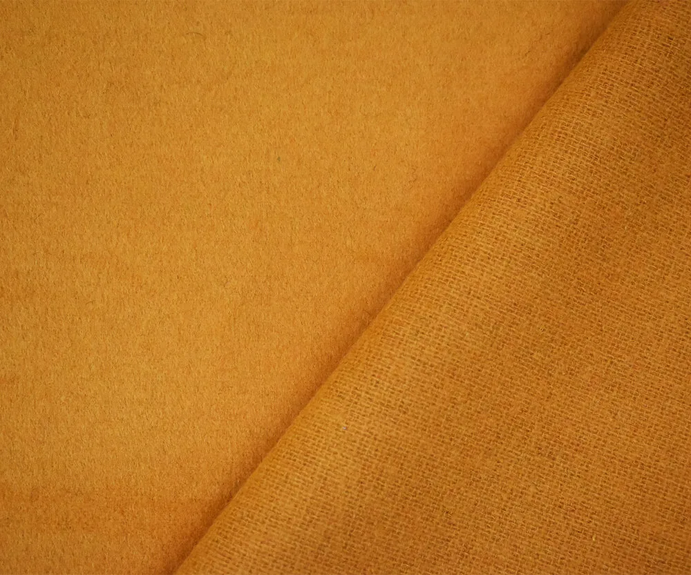 Mustard Yellow Melton Wool Polyester Blend Solid Brushed Jacketing Fabric