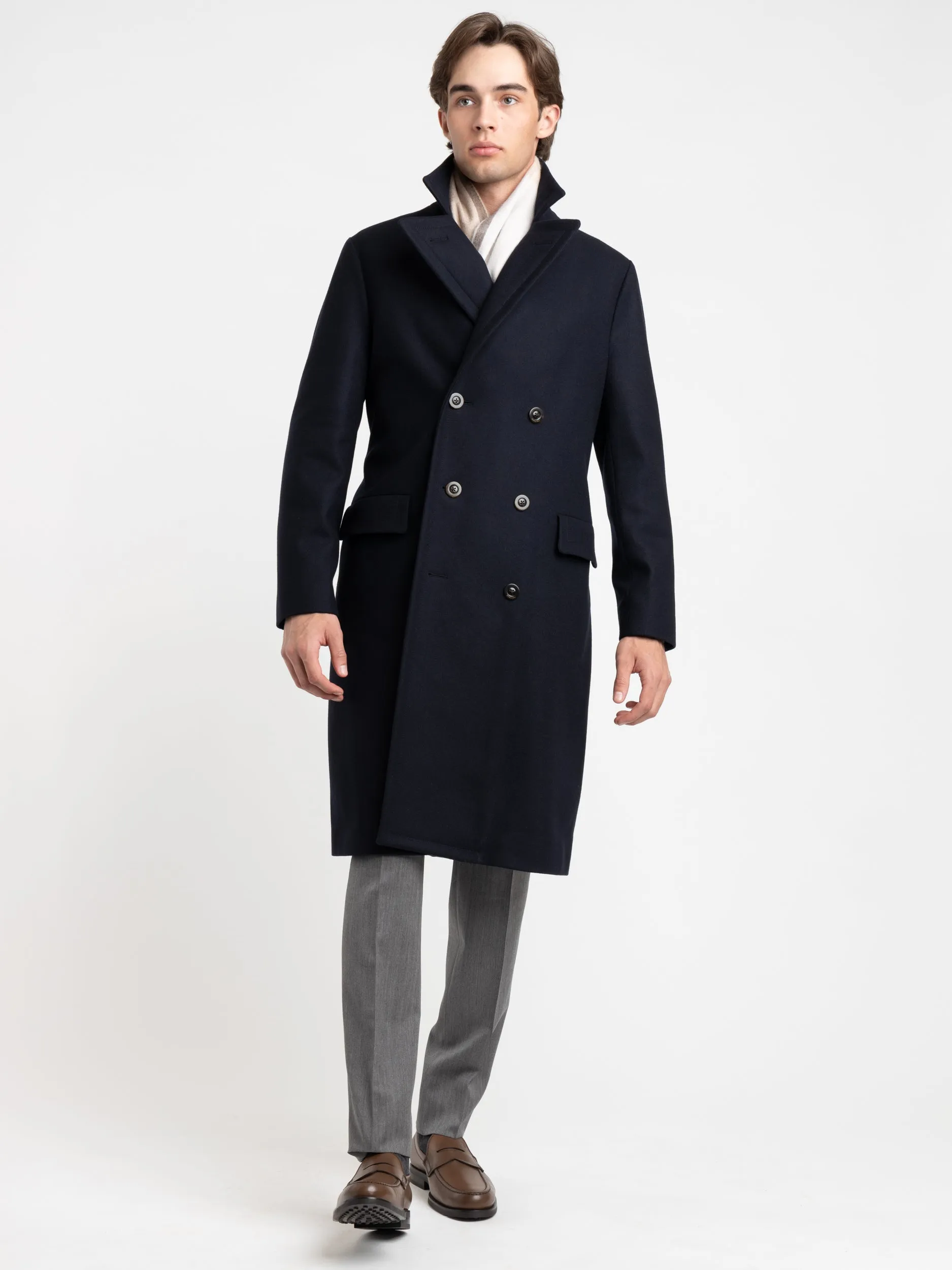 Navy Double-Breasted Topcoat