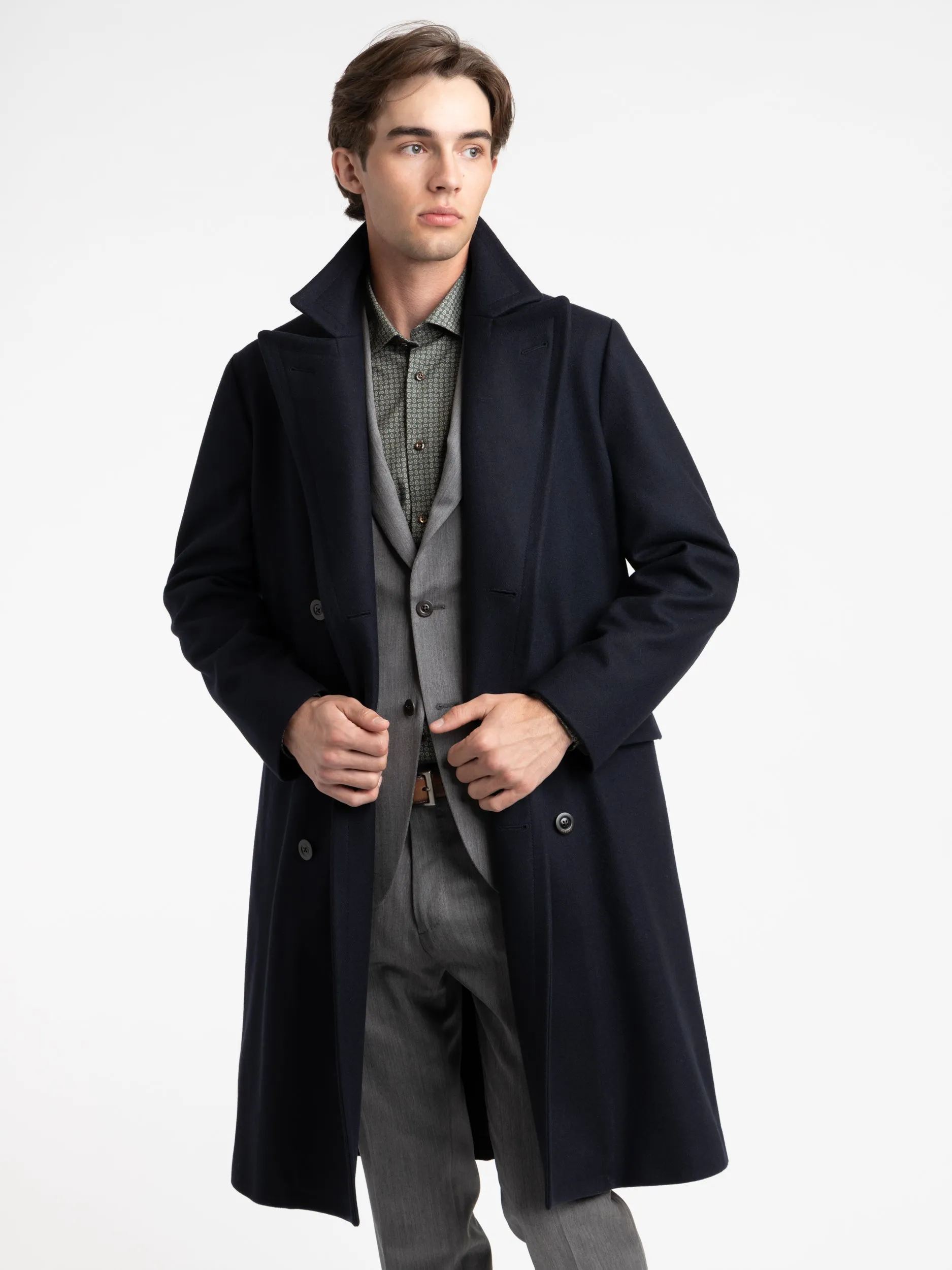 Navy Double-Breasted Topcoat