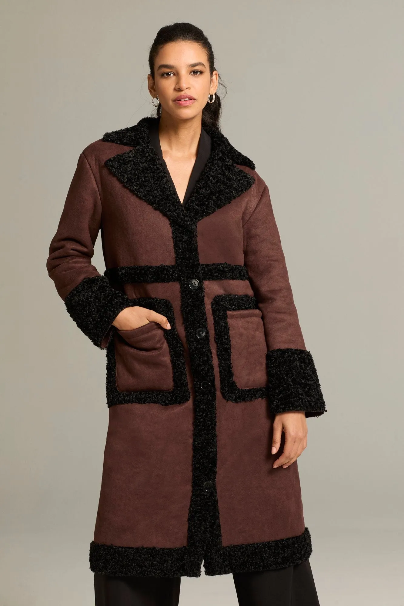 Nei Sherpa-Lined Faux-Suede Jacket